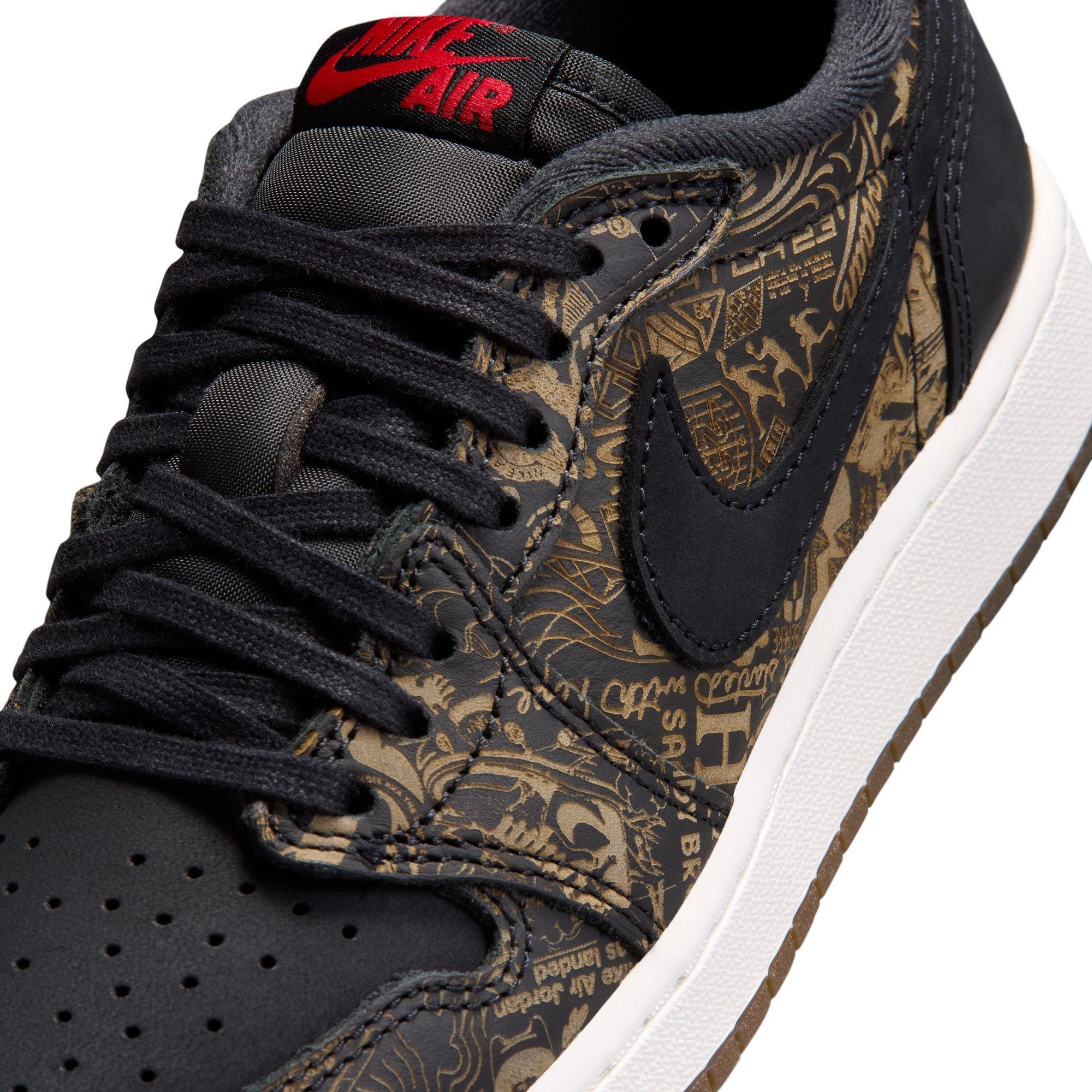 Jordan 1 Retro Low OG "Laser" Grade School Kids' Shoe - BLACK/VARSITY RED/SUMMIT WHITE