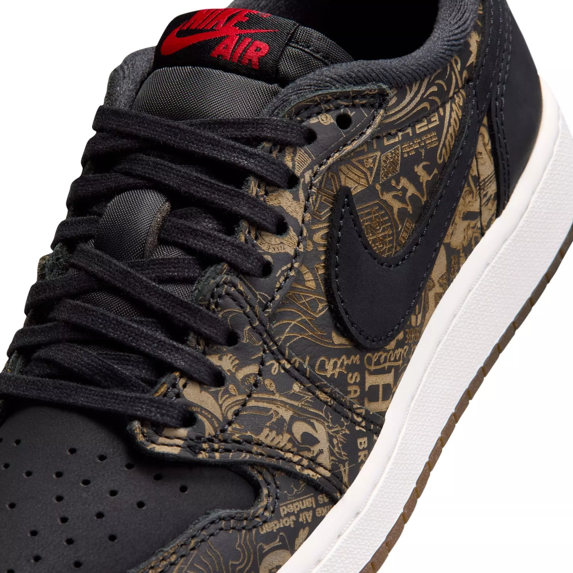 Jordan 1 Retro Low OG "Laser" Grade School Kids' Shoe - BLACK/VARSITY RED/SUMMIT WHITE