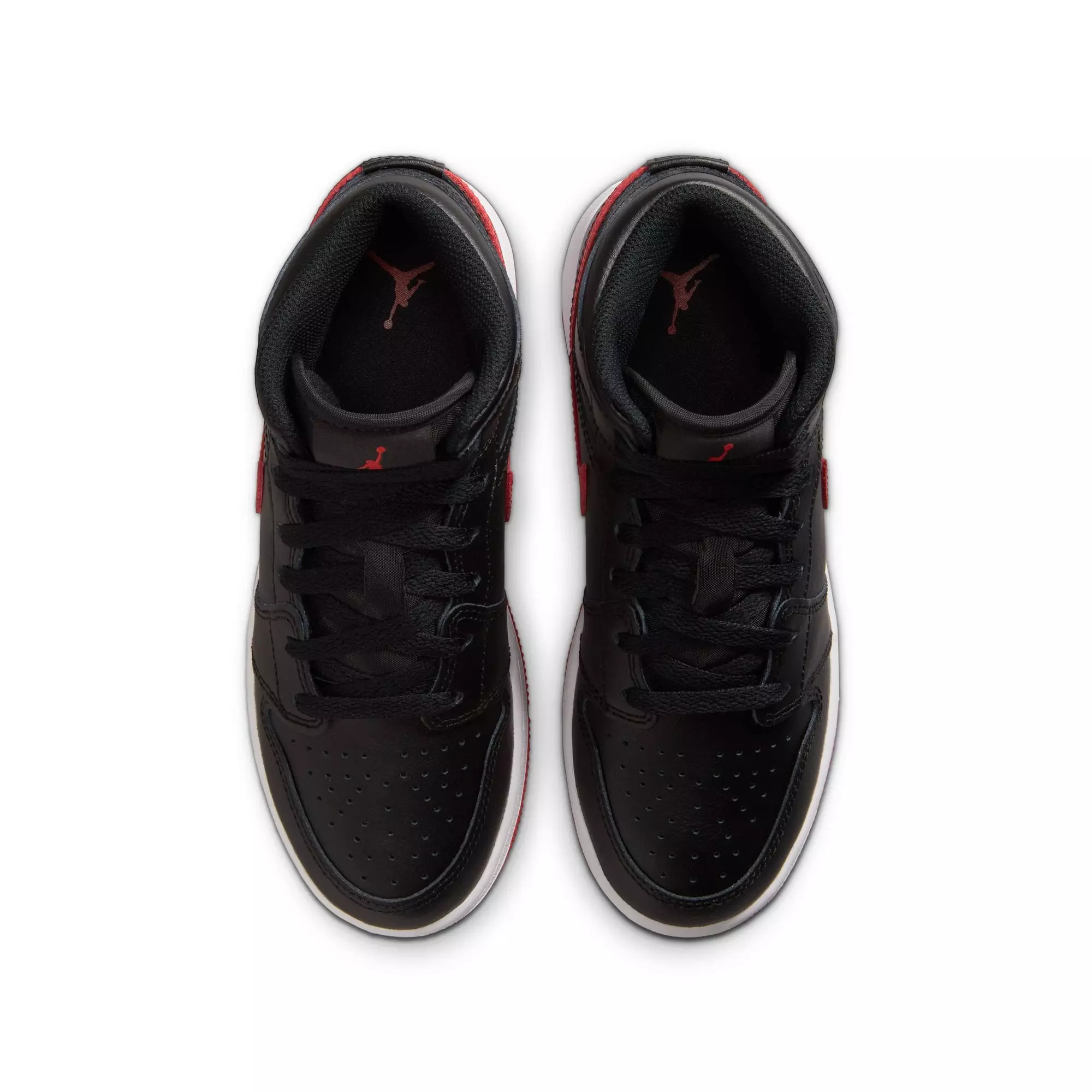 Jordan 1 Mid "Black/University Red/White" Grade School Boys' Shoe - BLACK/RED