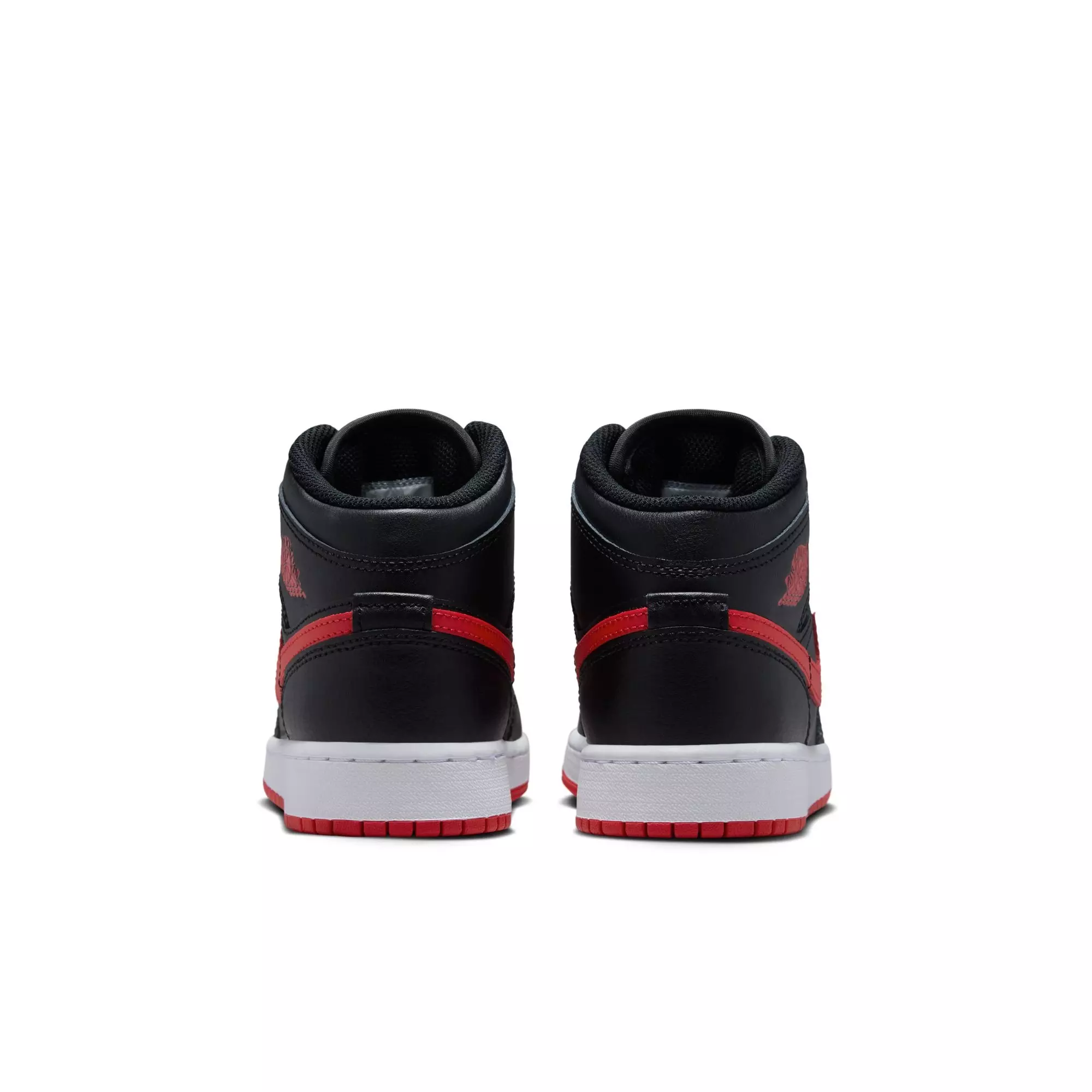 Jordan 1 Mid "Black/University Red/White" Grade School Boys' Shoe - BLACK/RED