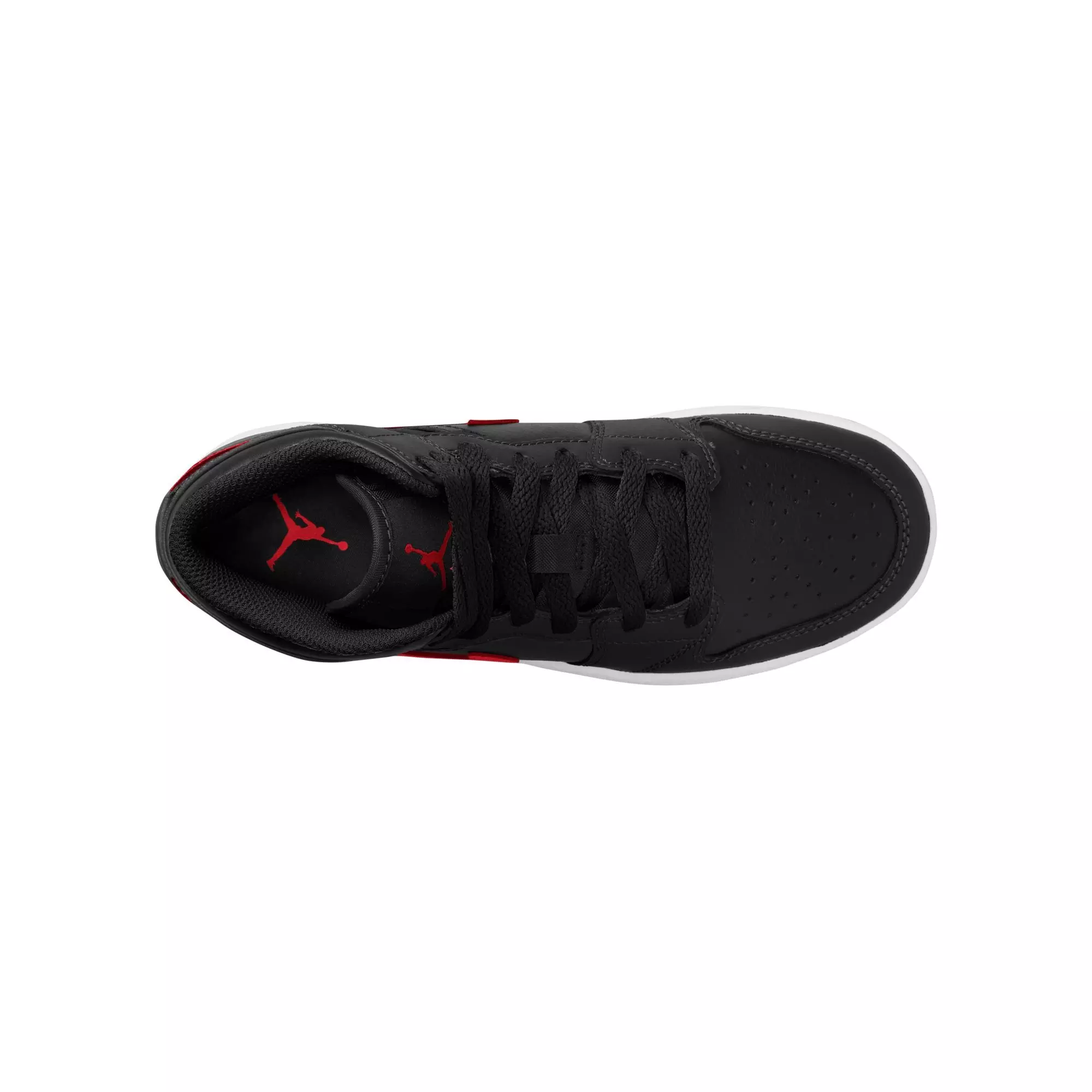 Jordan 1 Mid "Black/University Red/White" Grade School Boys' Shoe - BLACK/RED