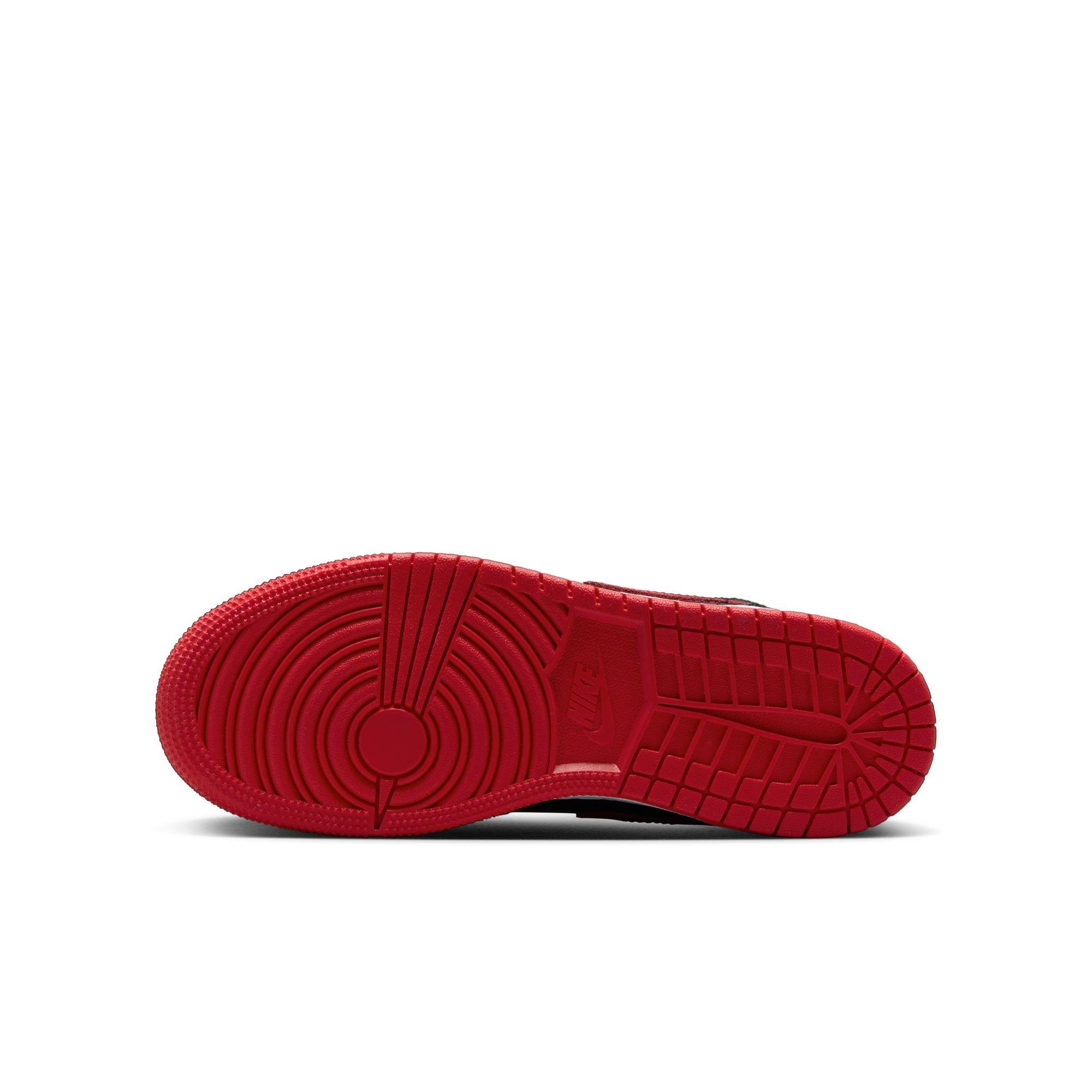 Jordan 1 Mid "Black/University Red/White" Grade School Boys' Shoe - BLACK/RED Thumbnail View 9