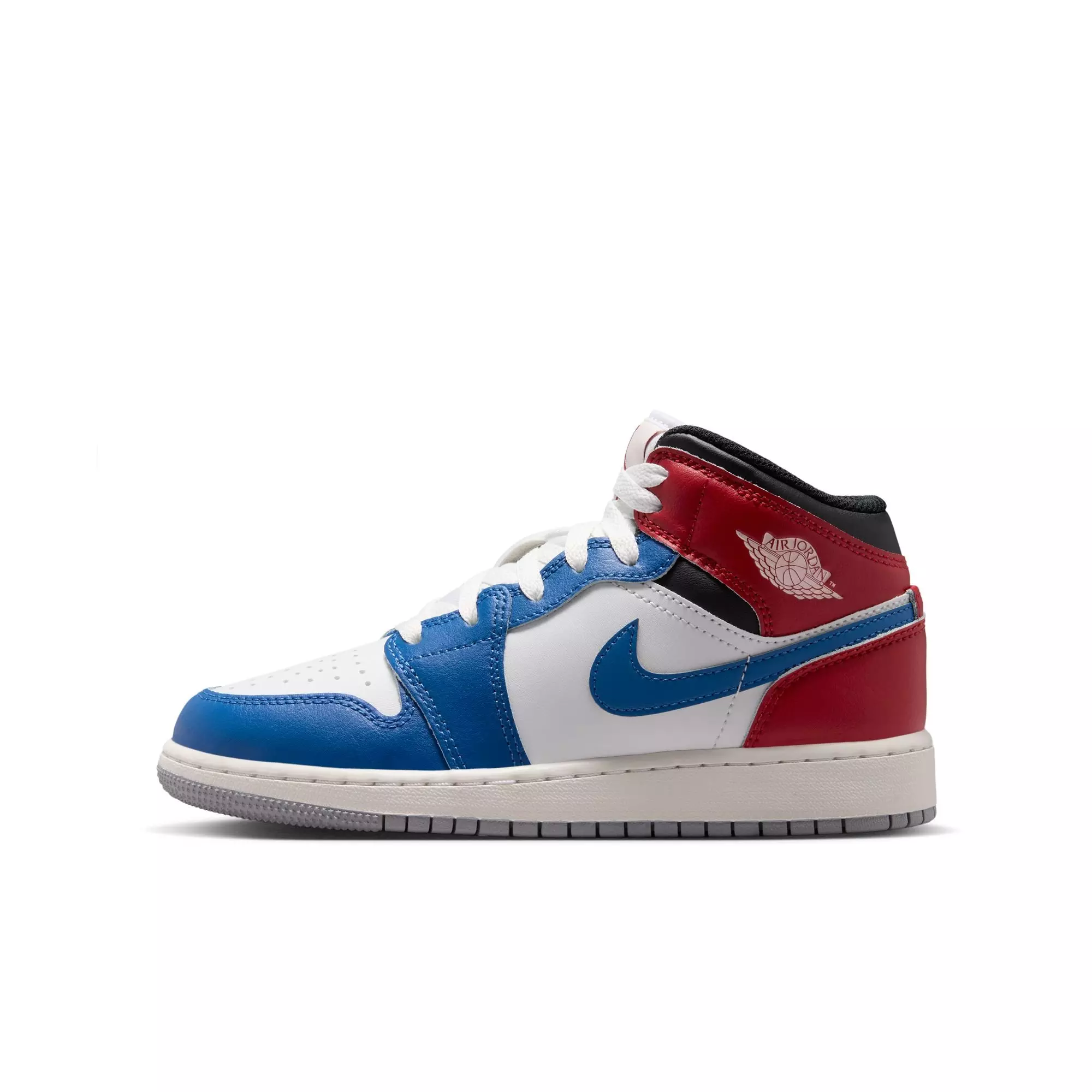 Jordan 1 Mid "True Blue/Summit White/Varsity Red/Black" Grade School Boys' Shoe - TRUE BLUE/SUMMIT WHITE/VARSITY RED/BLACK