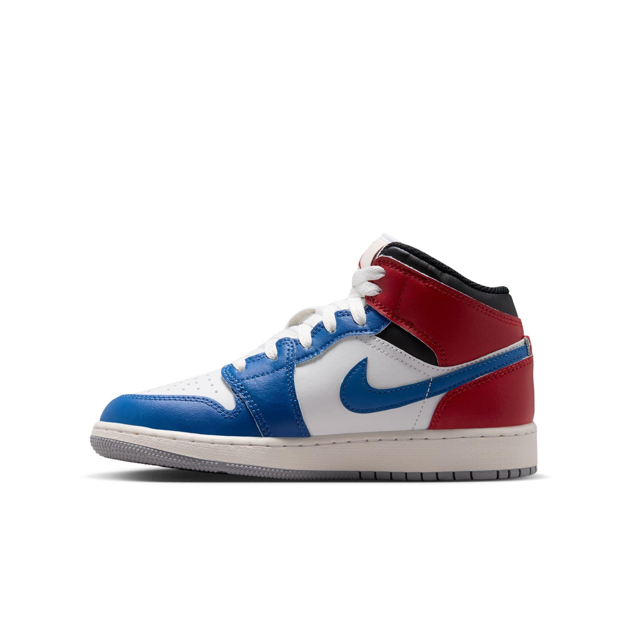 Jordan 1 Mid "True Blue/Summit White/Varsity Red/Black" Grade School Boys' Shoe - TRUE BLUE/SUMMIT WHITE/VARSITY RED/BLACK Thumbnail View 4