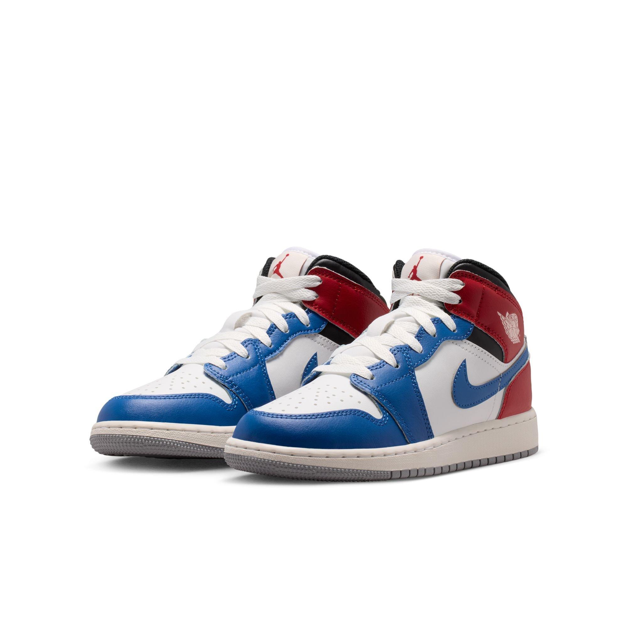 Jordan 1 Mid "True Blue/Summit White/Varsity Red/Black" Grade School Boys' Shoe - TRUE BLUE/SUMMIT WHITE/VARSITY RED/BLACK Thumbnail View 5