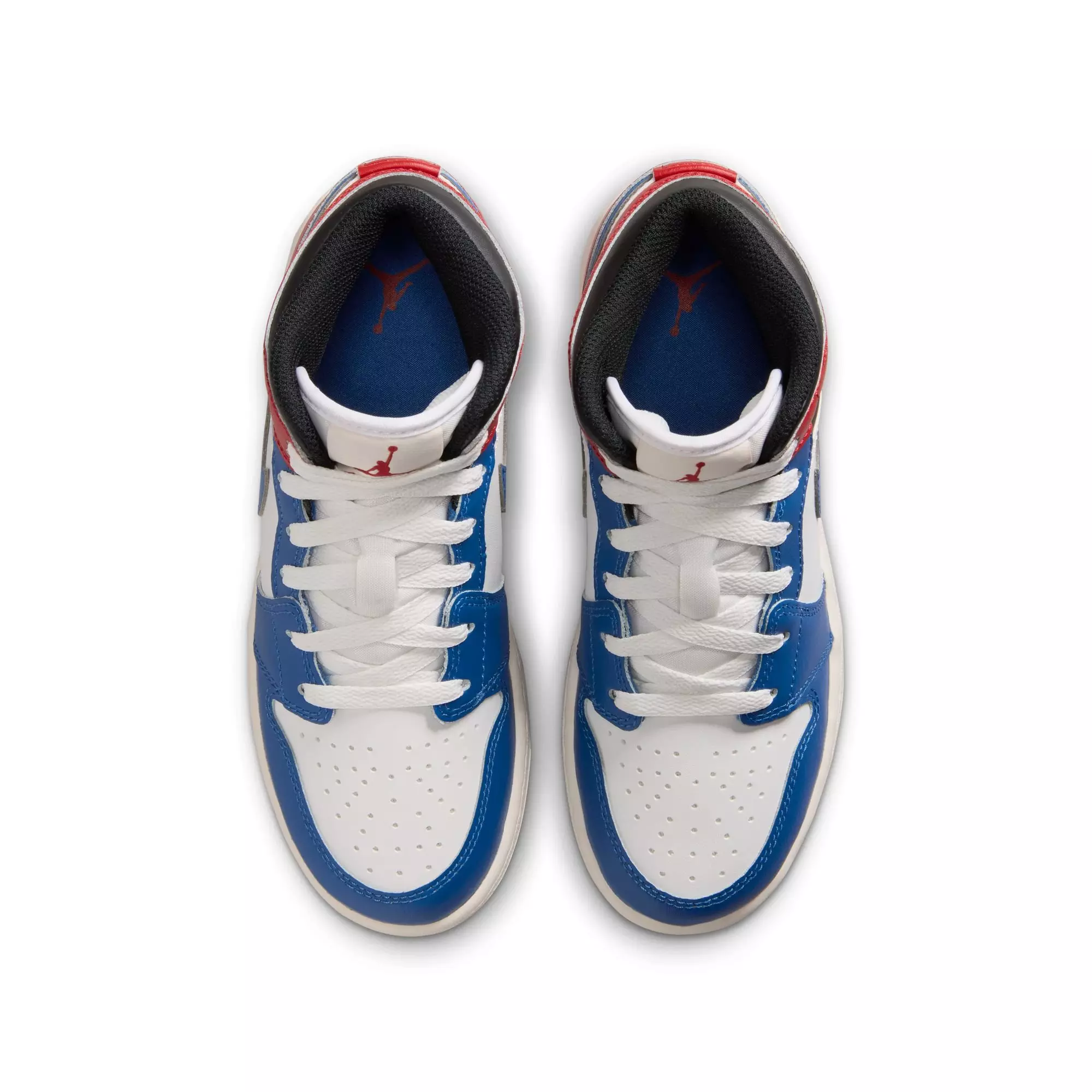 Jordan 1 Mid "True Blue/Summit White/Varsity Red/Black" Grade School Boys' Shoe - TRUE BLUE/SUMMIT WHITE/VARSITY RED/BLACK
