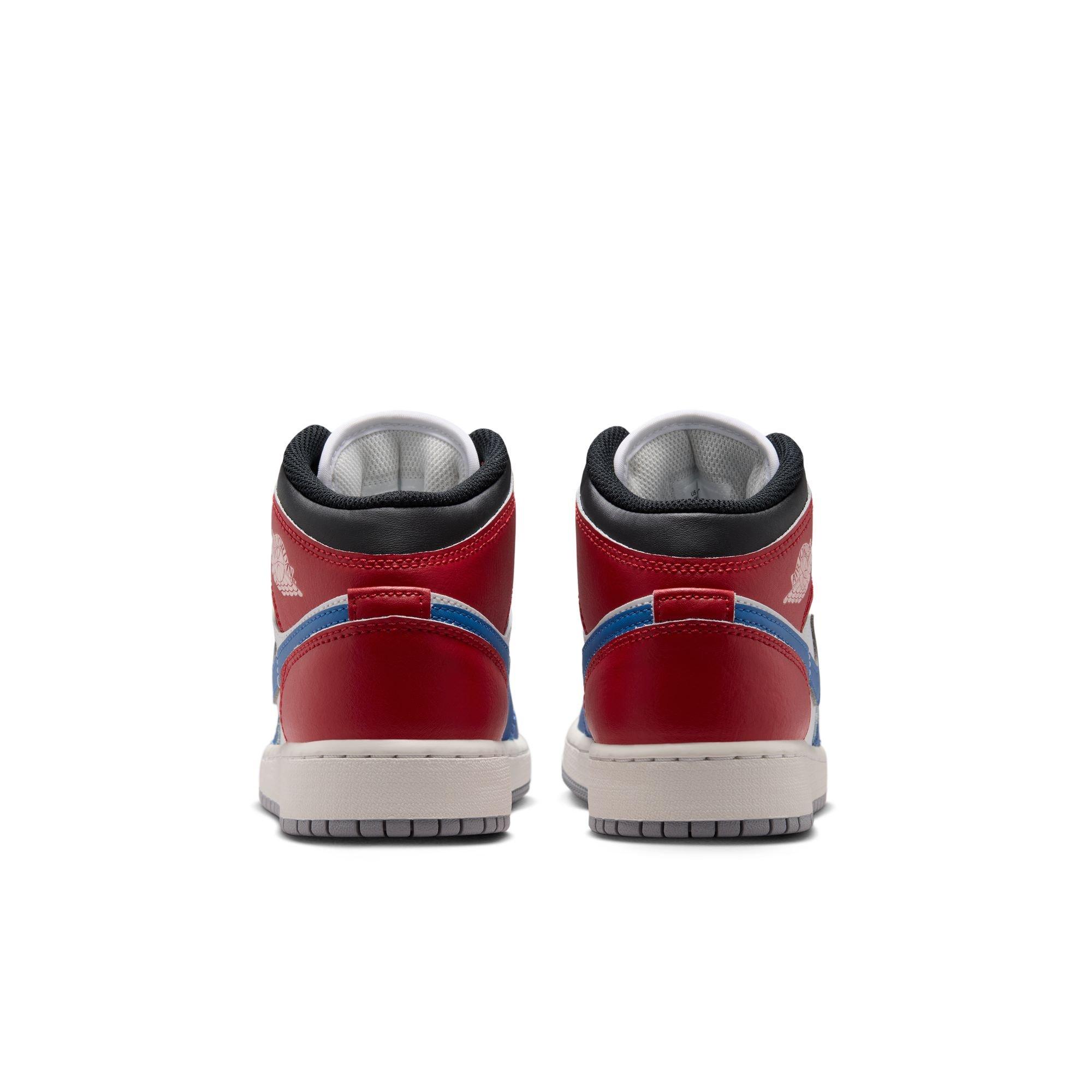 Jordan 1 Mid "True Blue/Summit White/Varsity Red/Black" Grade School Boys' Shoe - TRUE BLUE/SUMMIT WHITE/VARSITY RED/BLACK Thumbnail View 7