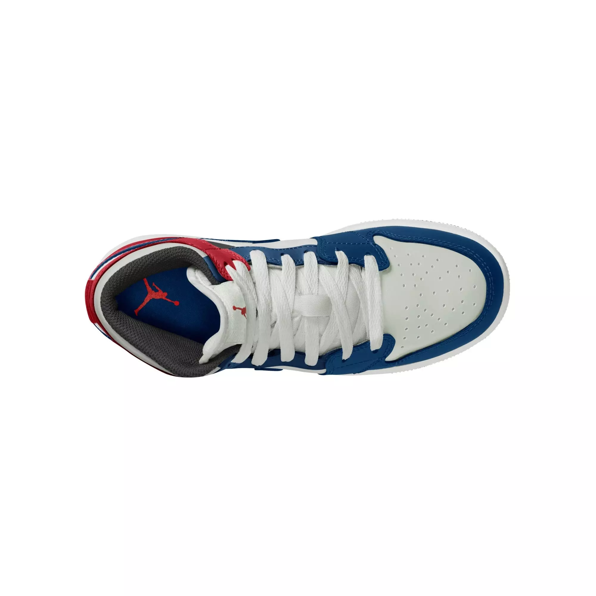 Jordan 1 Mid "True Blue/Summit White/Varsity Red/Black" Grade School Boys' Shoe - TRUE BLUE/SUMMIT WHITE/VARSITY RED/BLACK