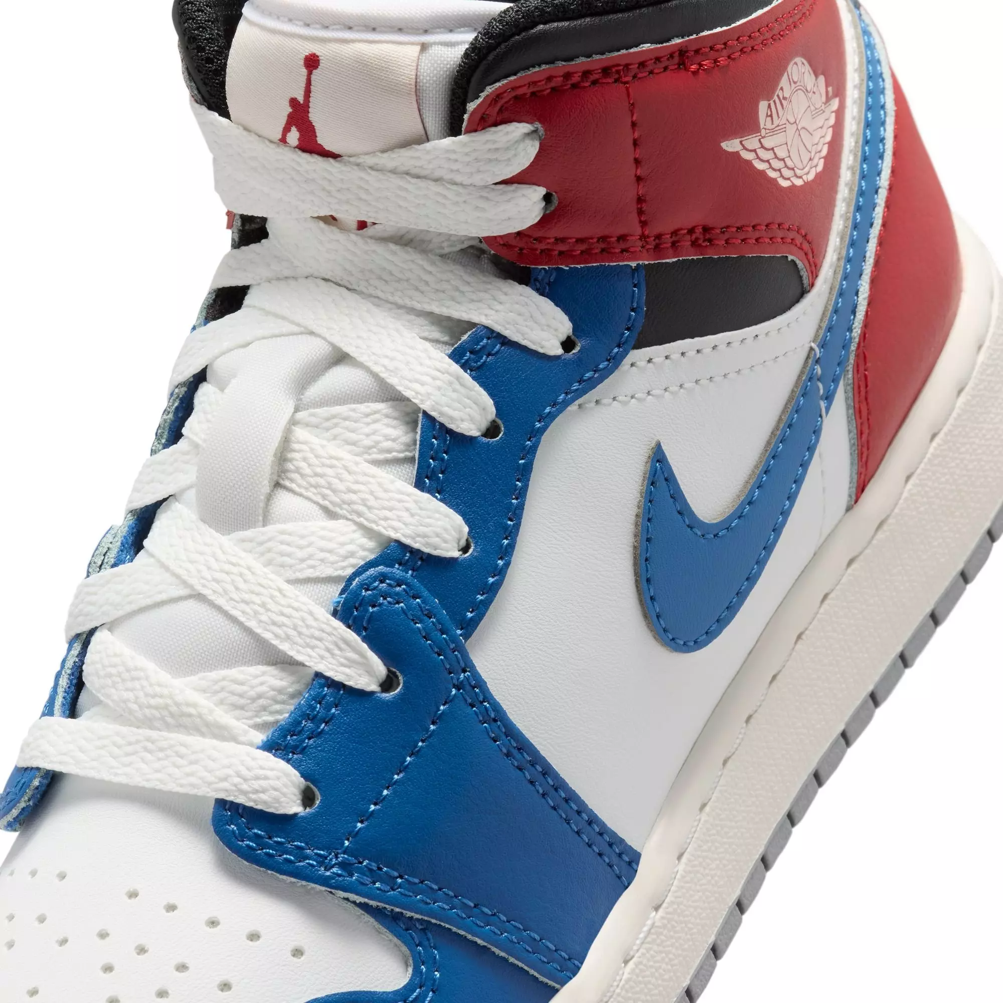 Jordan 1 Mid "True Blue/Summit White/Varsity Red/Black" Grade School Boys' Shoe - TRUE BLUE/SUMMIT WHITE/VARSITY RED/BLACK