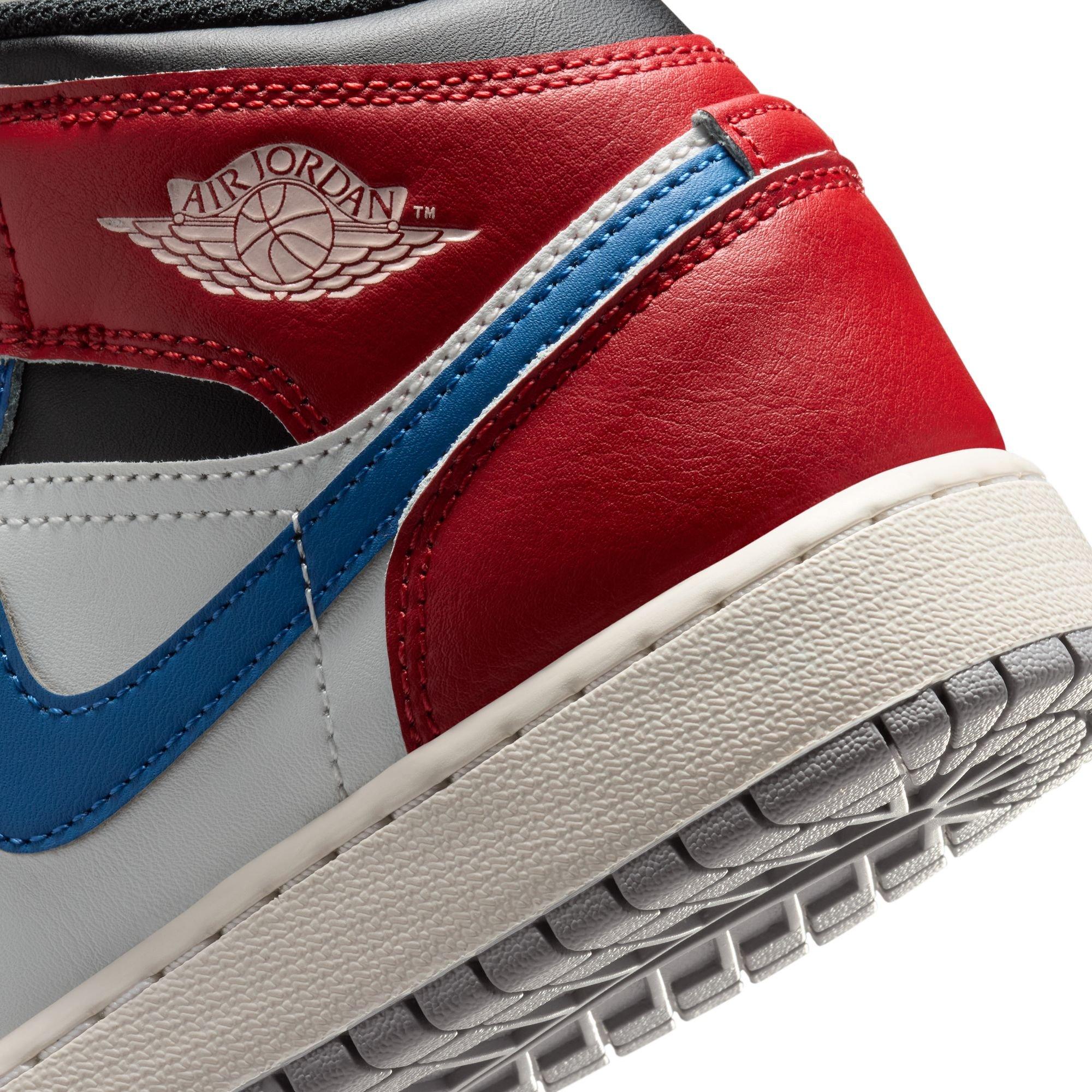 Jordan 1 Mid "True Blue/Summit White/Varsity Red/Black" Grade School Boys' Shoe - TRUE BLUE/SUMMIT WHITE/VARSITY RED/BLACK Thumbnail View 11