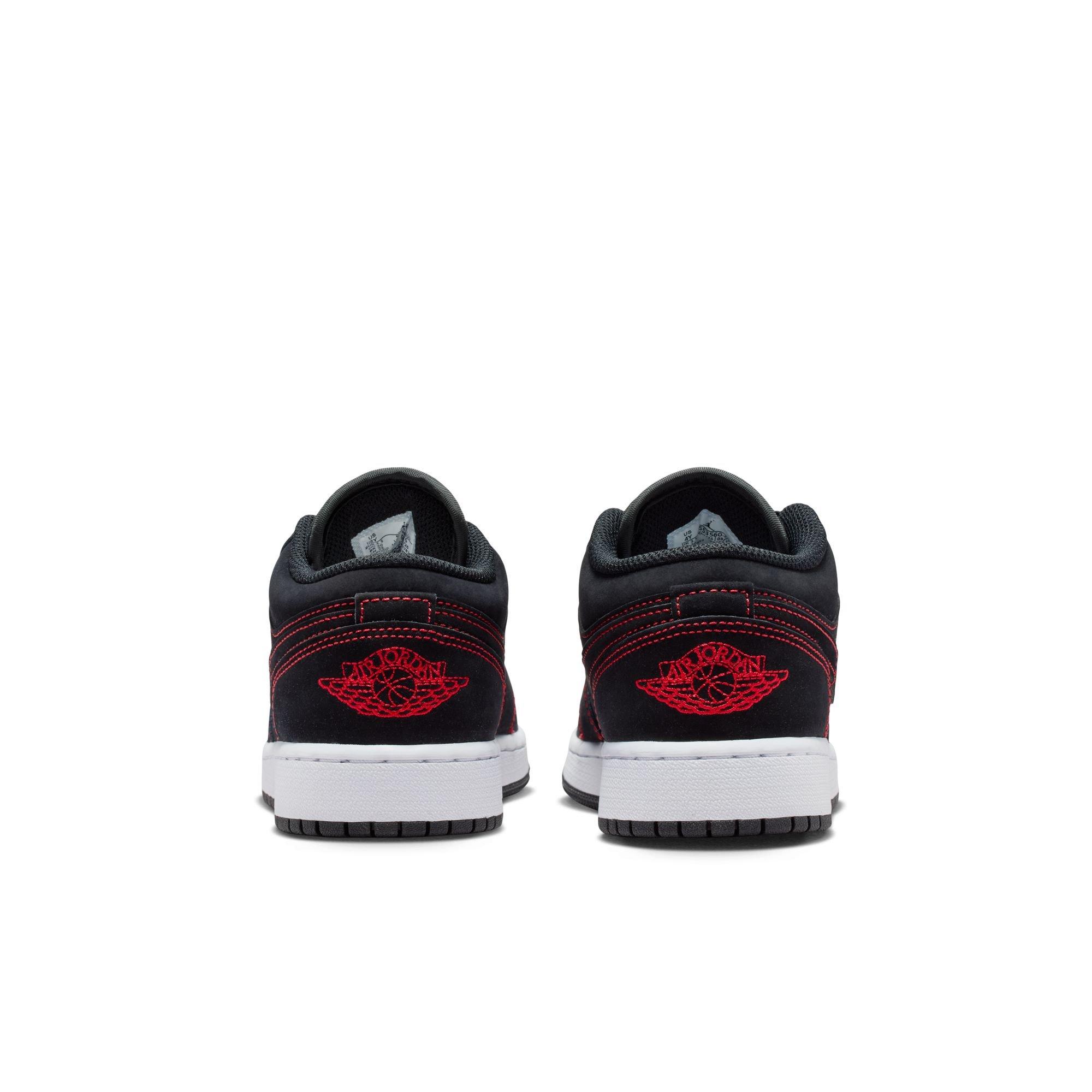Jordan 1 Low "Black/University Red/White" Grade School Boys' Shoe - BLACK/RED Thumbnail View 7