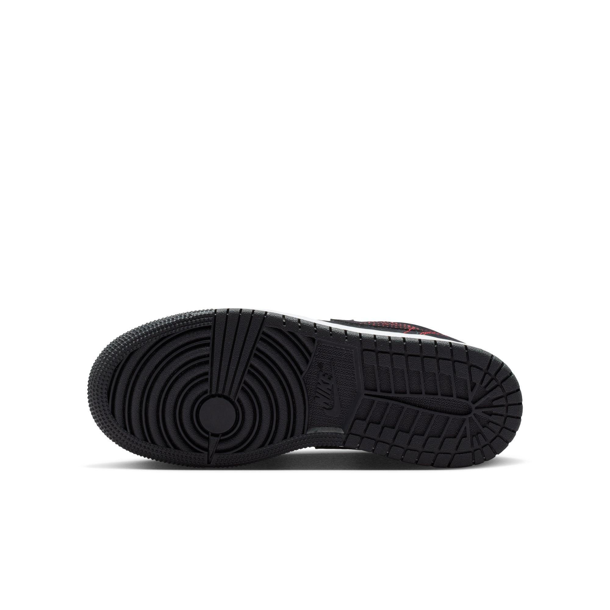 Jordan 1 Low "Black/University Red/White" Grade School Boys' Shoe - BLACK/RED Thumbnail View 8