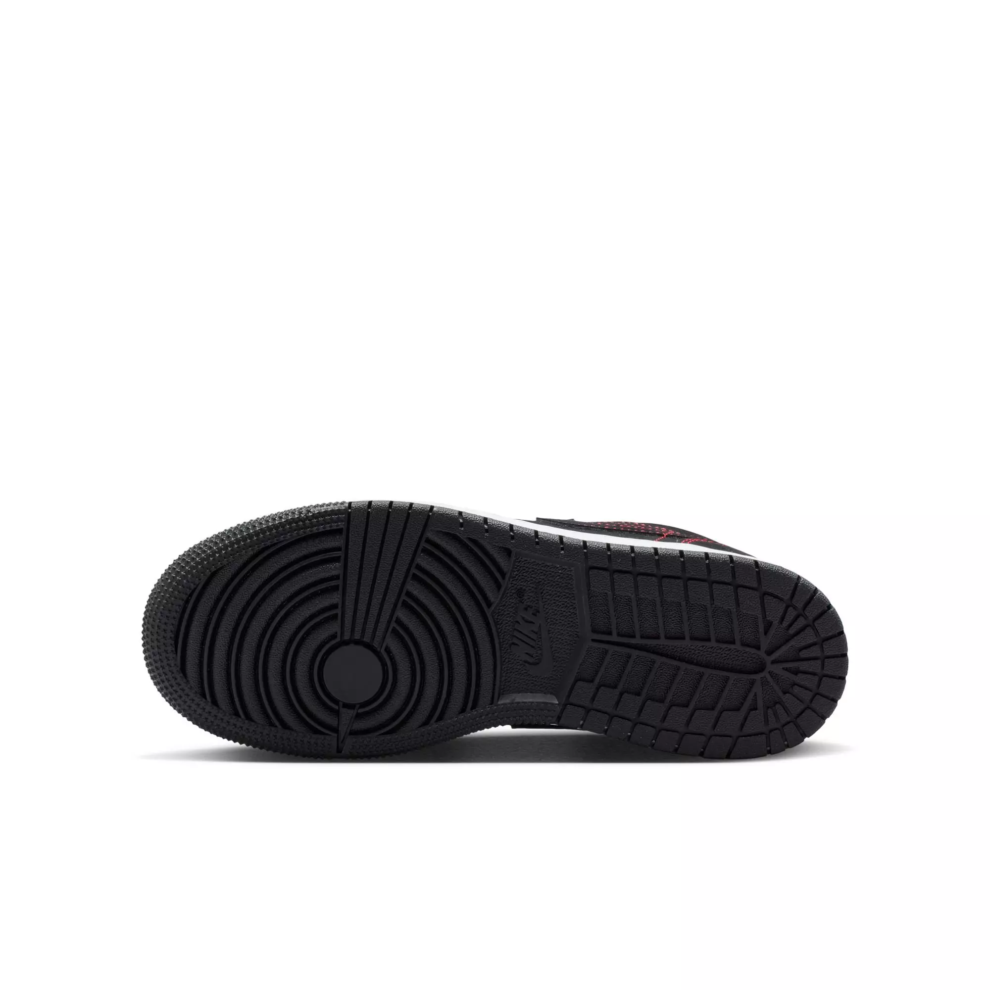 Jordan 1 Low "Black/University Red/White" Grade School Boys' Shoe - BLACK/RED