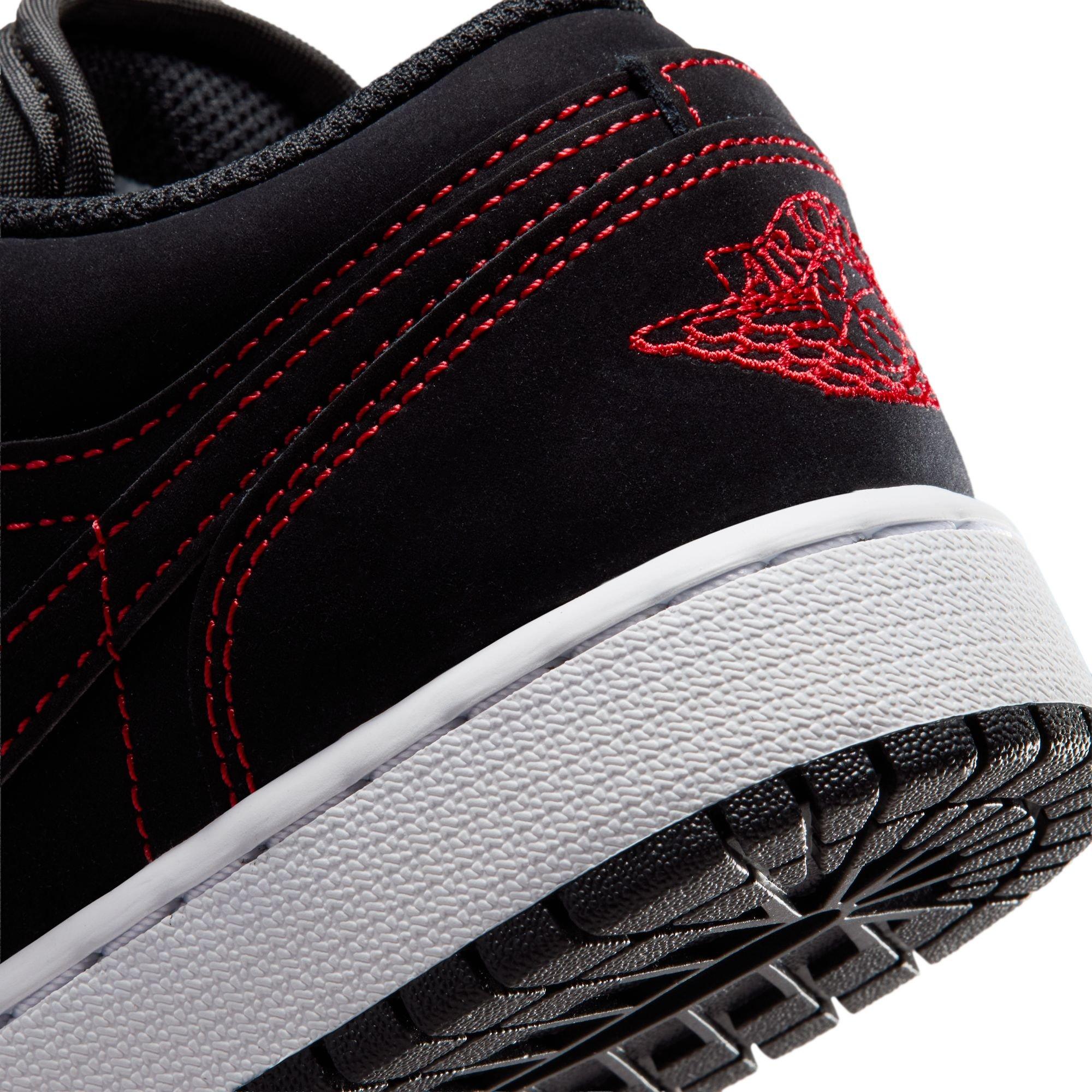 Jordan 1 Low "Black/University Red/White" Grade School Boys' Shoe - BLACK/RED Thumbnail View 10