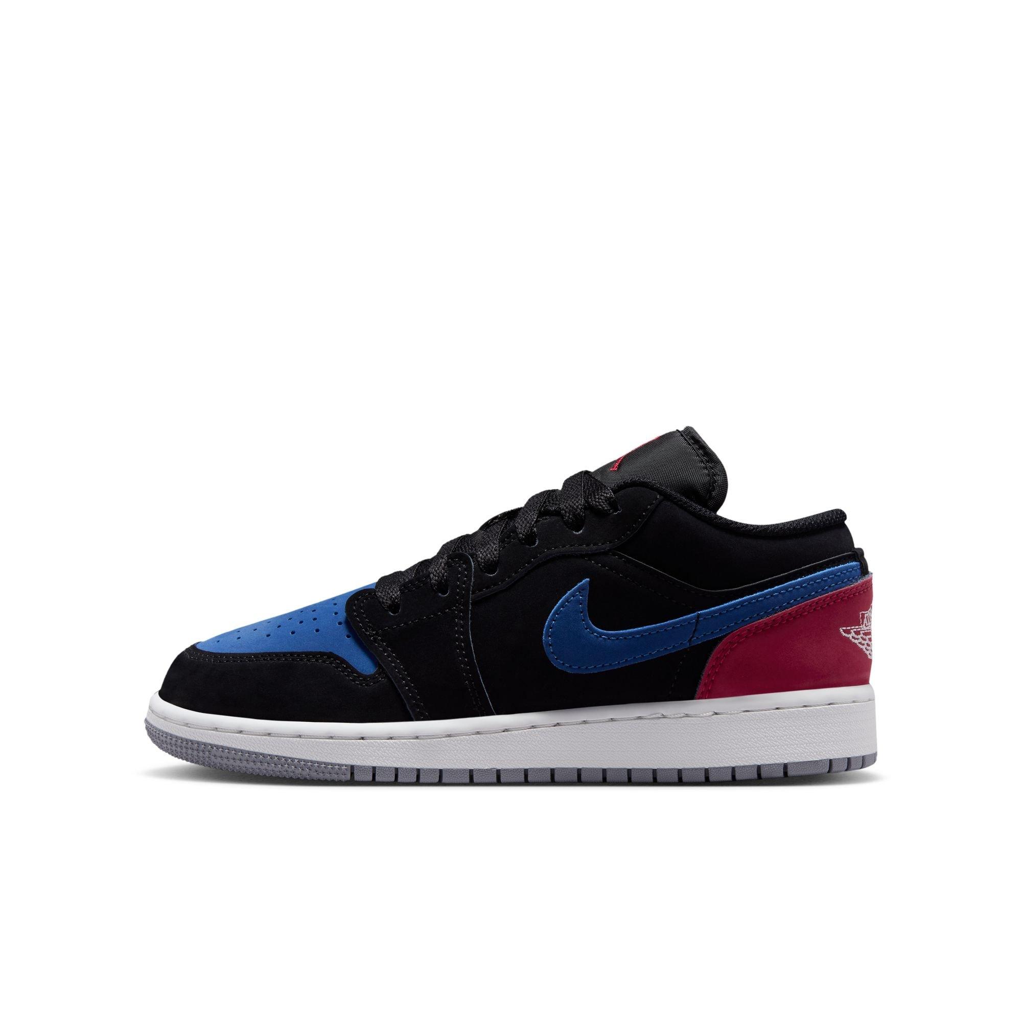 Jordan 1 Low "Black/Summit White/True Blue/Varsity Red" Grade School Boys' Shoe - BLACK/RED/BLUE