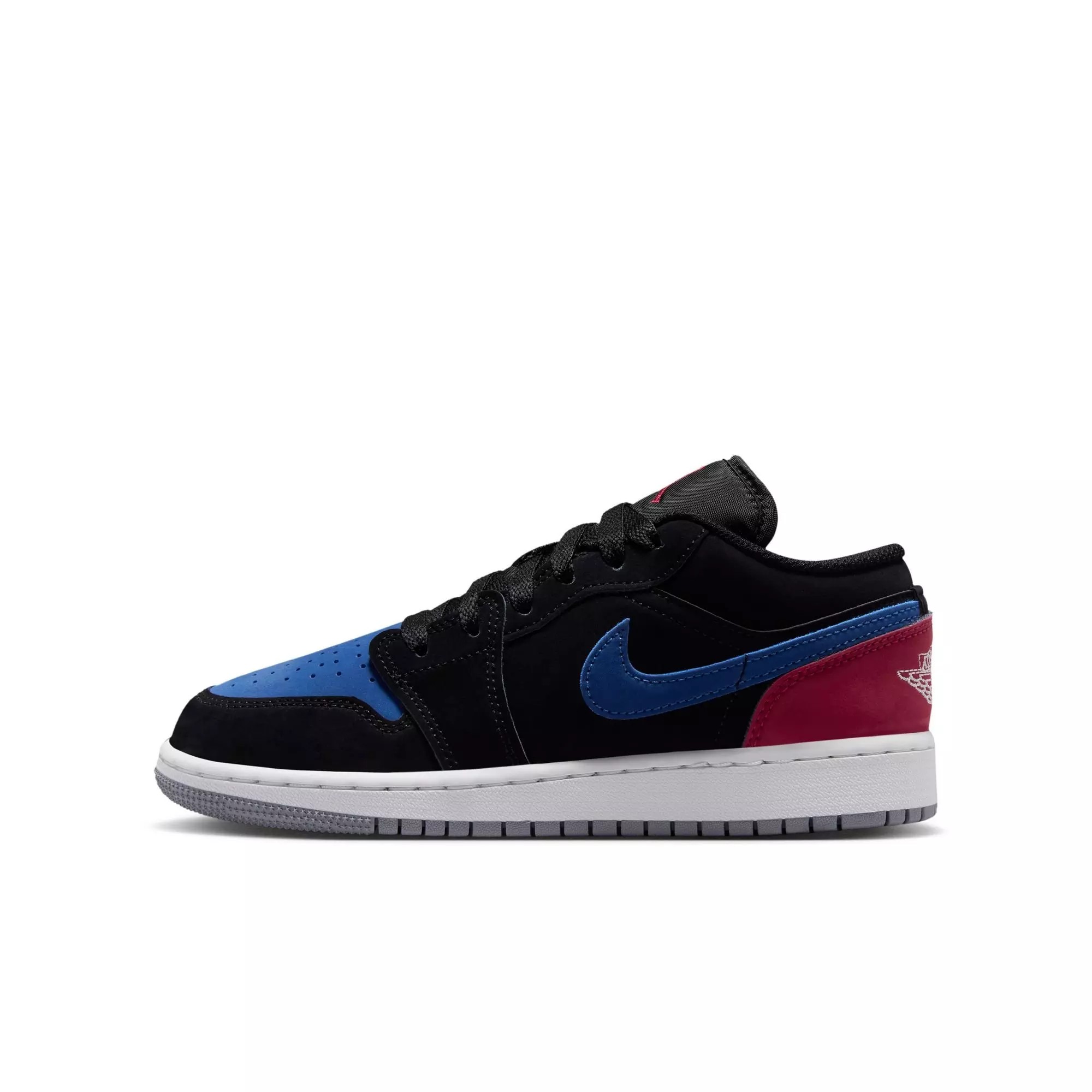 Jordan 1 Low "Black/Summit White/True Blue/Varsity Red" Grade School Boys' Shoe - BLACK/RED/BLUE