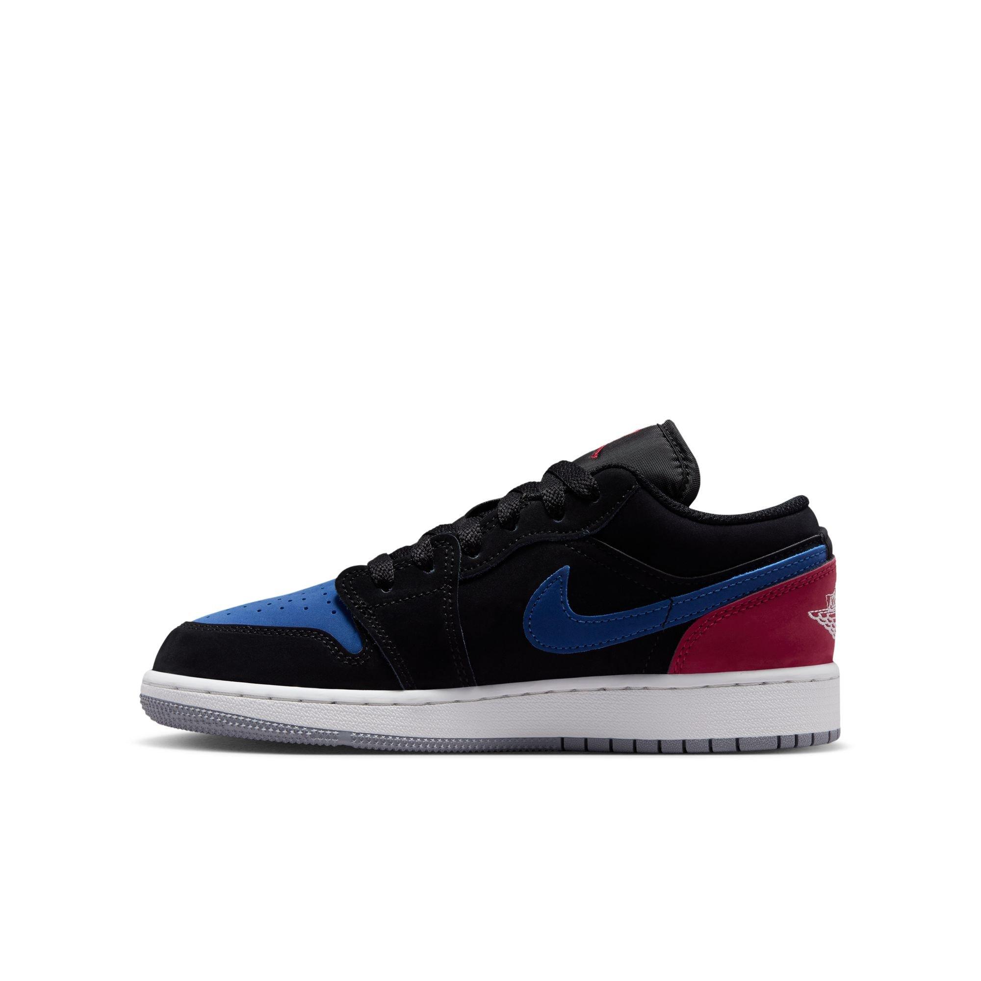 Jordan 1 Low "Black/Summit White/True Blue/Varsity Red" Grade School Boys' Shoe - BLACK/RED/BLUE