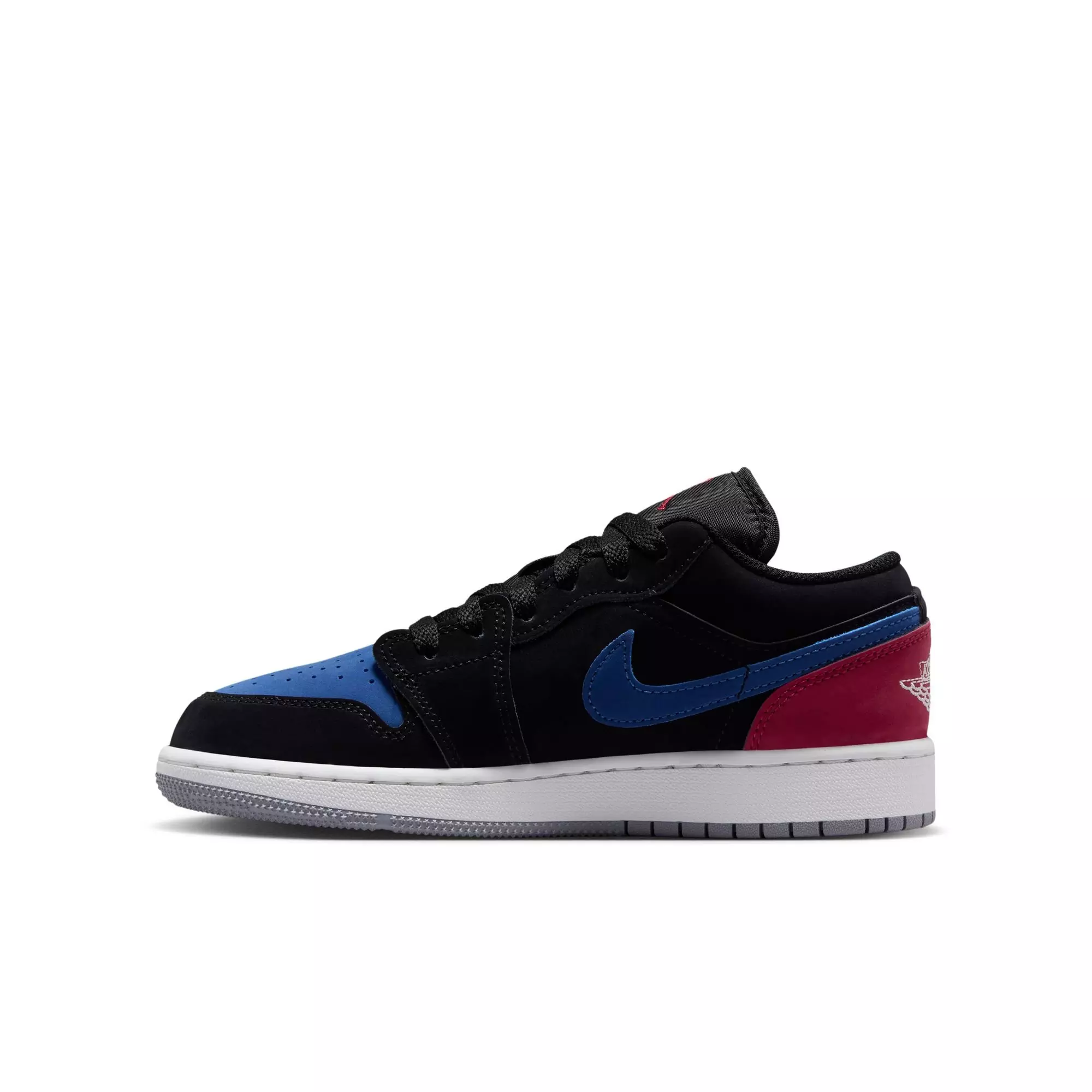 Jordan 1 Low "Black/Summit White/True Blue/Varsity Red" Grade School Boys' Shoe - BLACK/RED/BLUE