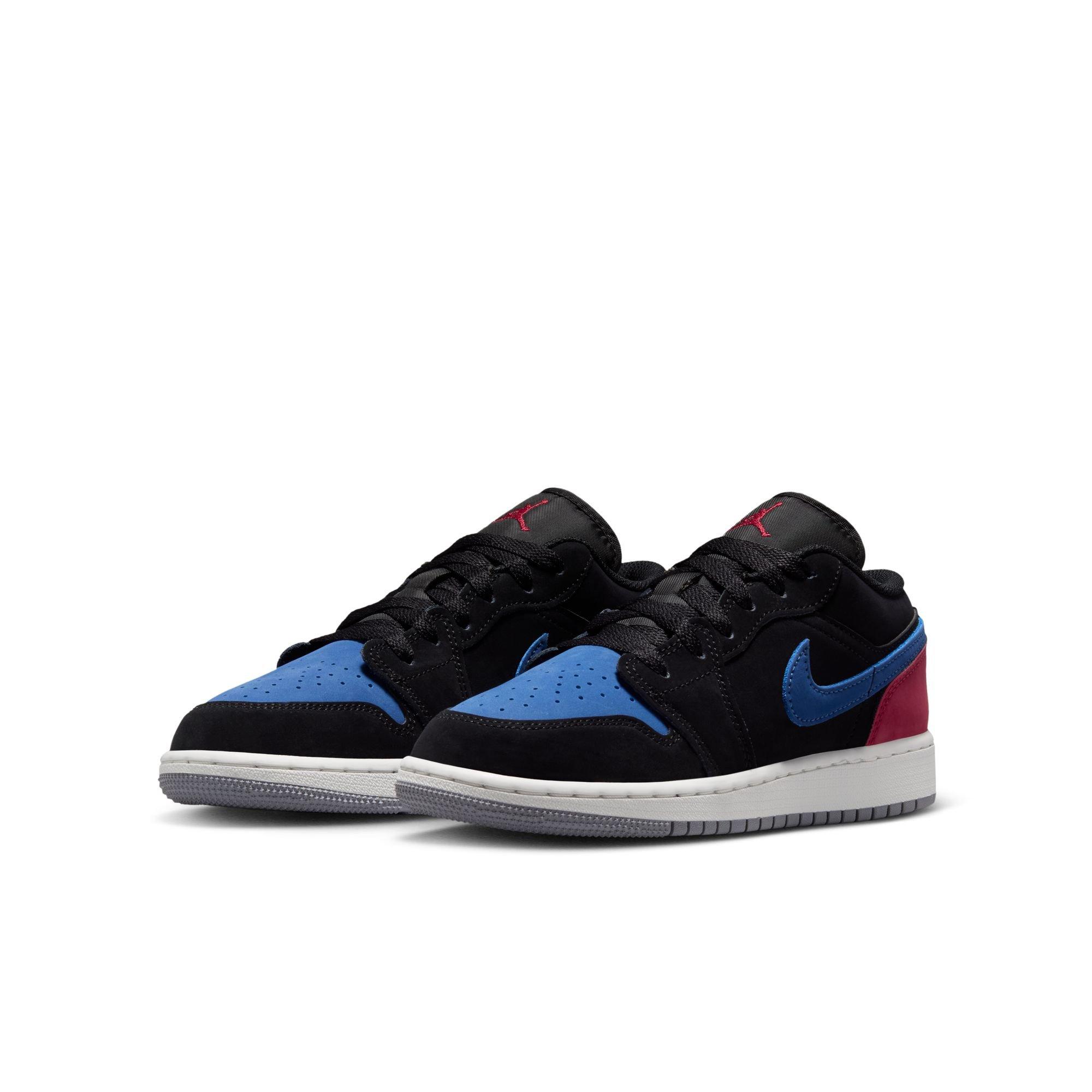 Jordan 1 Low "Black/Summit White/True Blue/Varsity Red" Grade School Boys' Shoe - BLACK/RED/BLUE