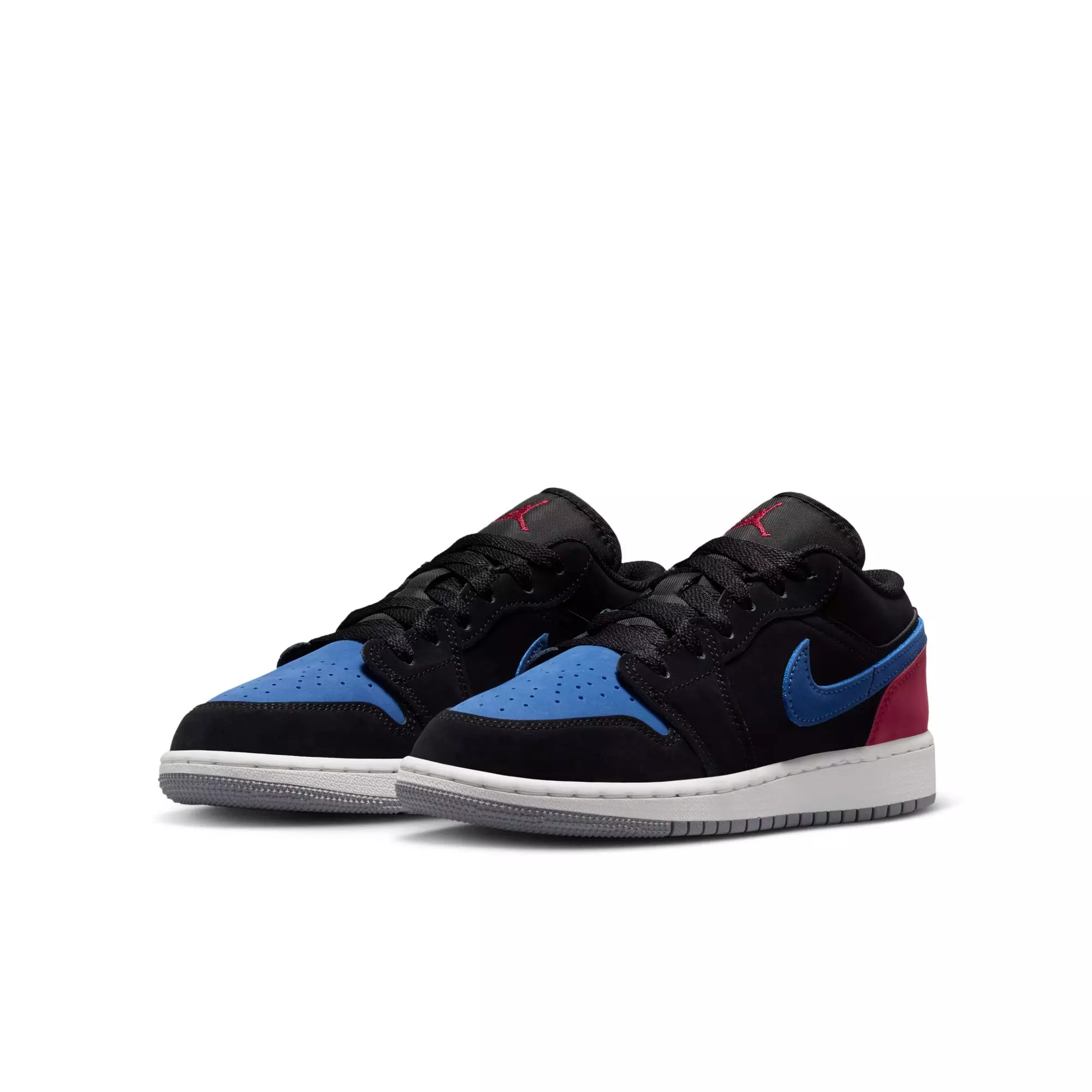 Jordan 1 Low "Black/Summit White/True Blue/Varsity Red" Grade School Boys' Shoe - BLACK/RED/BLUE