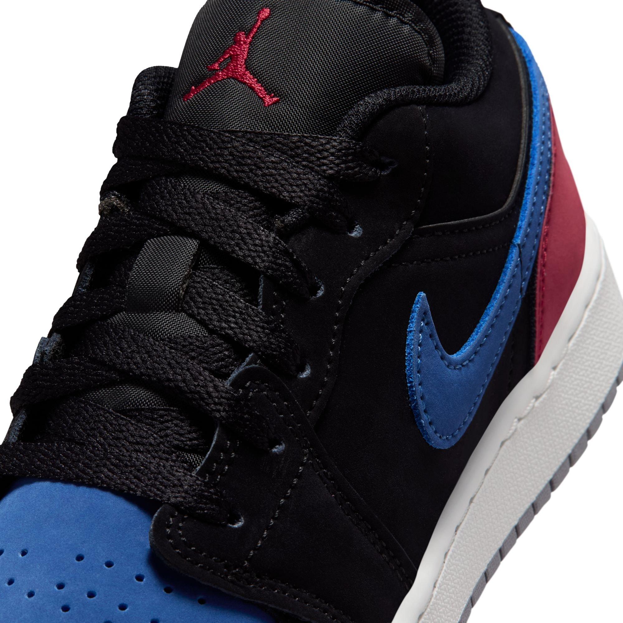Jordan 1 Low "Black/Summit White/True Blue/Varsity Red" Grade School Boys' Shoe - BLACK/RED/BLUE