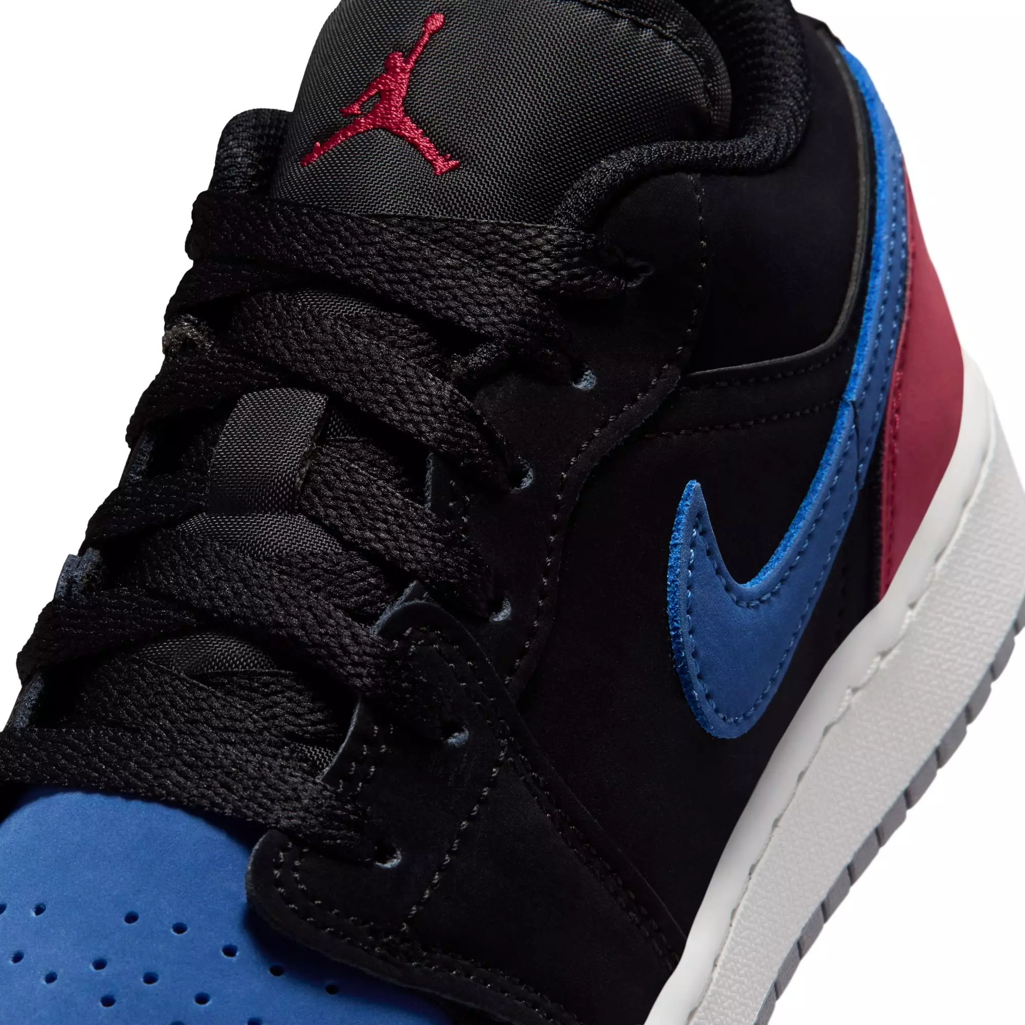 Jordan 1 Low "Black/Summit White/True Blue/Varsity Red" Grade School Boys' Shoe - BLACK/RED/BLUE
