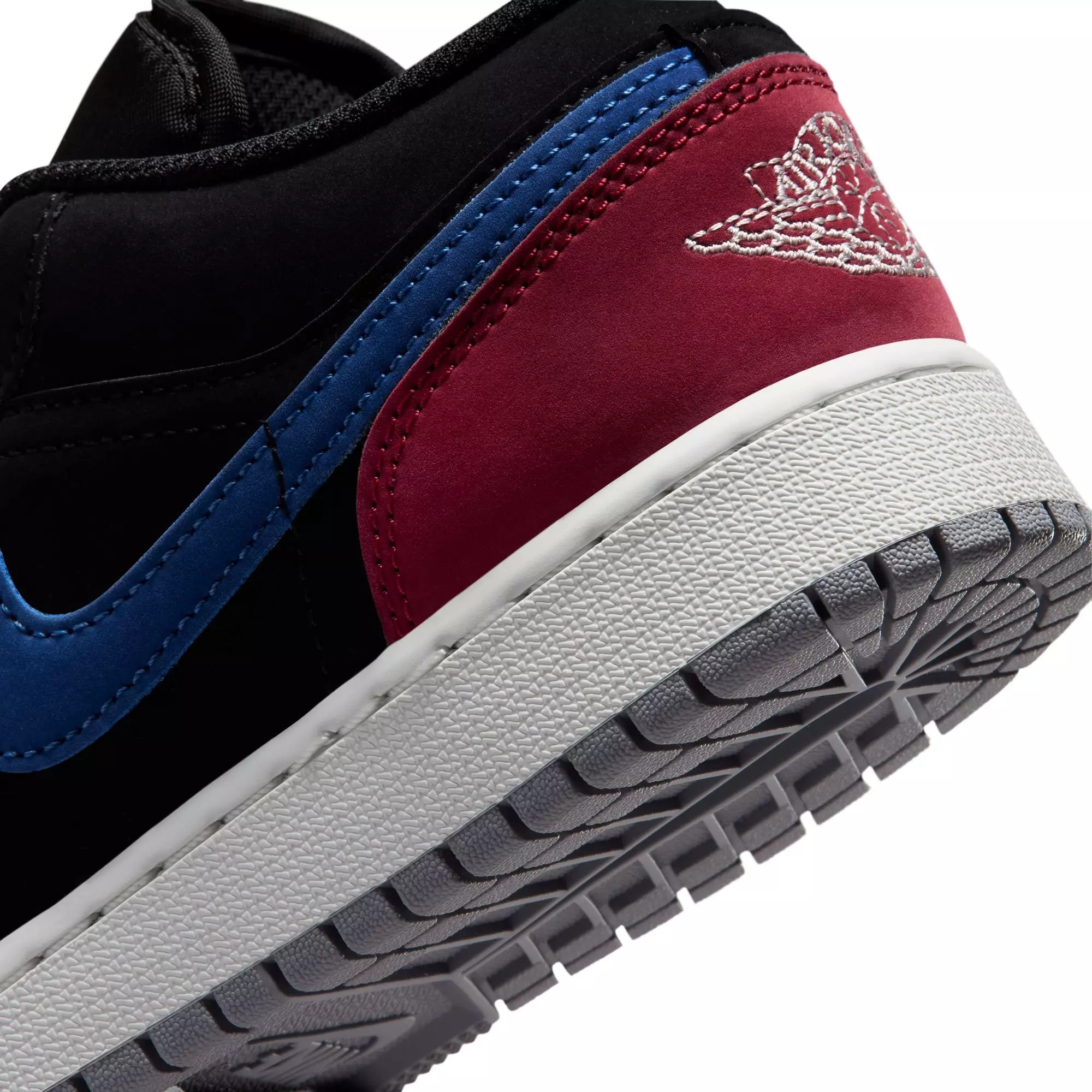 Jordan 1 Low "Black/Summit White/True Blue/Varsity Red" Grade School Boys' Shoe - BLACK/RED/BLUE