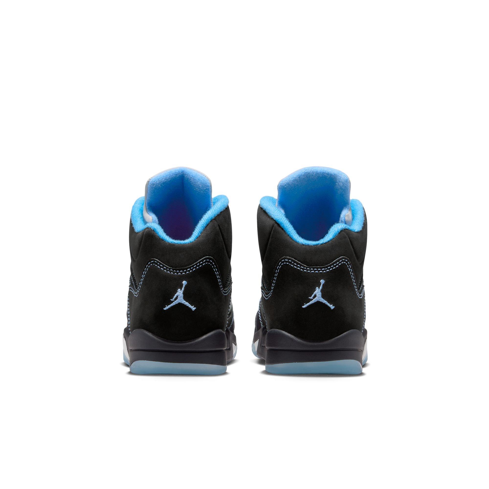 Jordan 5 Retro "Black Carolina" Preschool Kids' Shoe - BLACK/UNIVERSITY BLUE/WHITE Thumbnail View 10