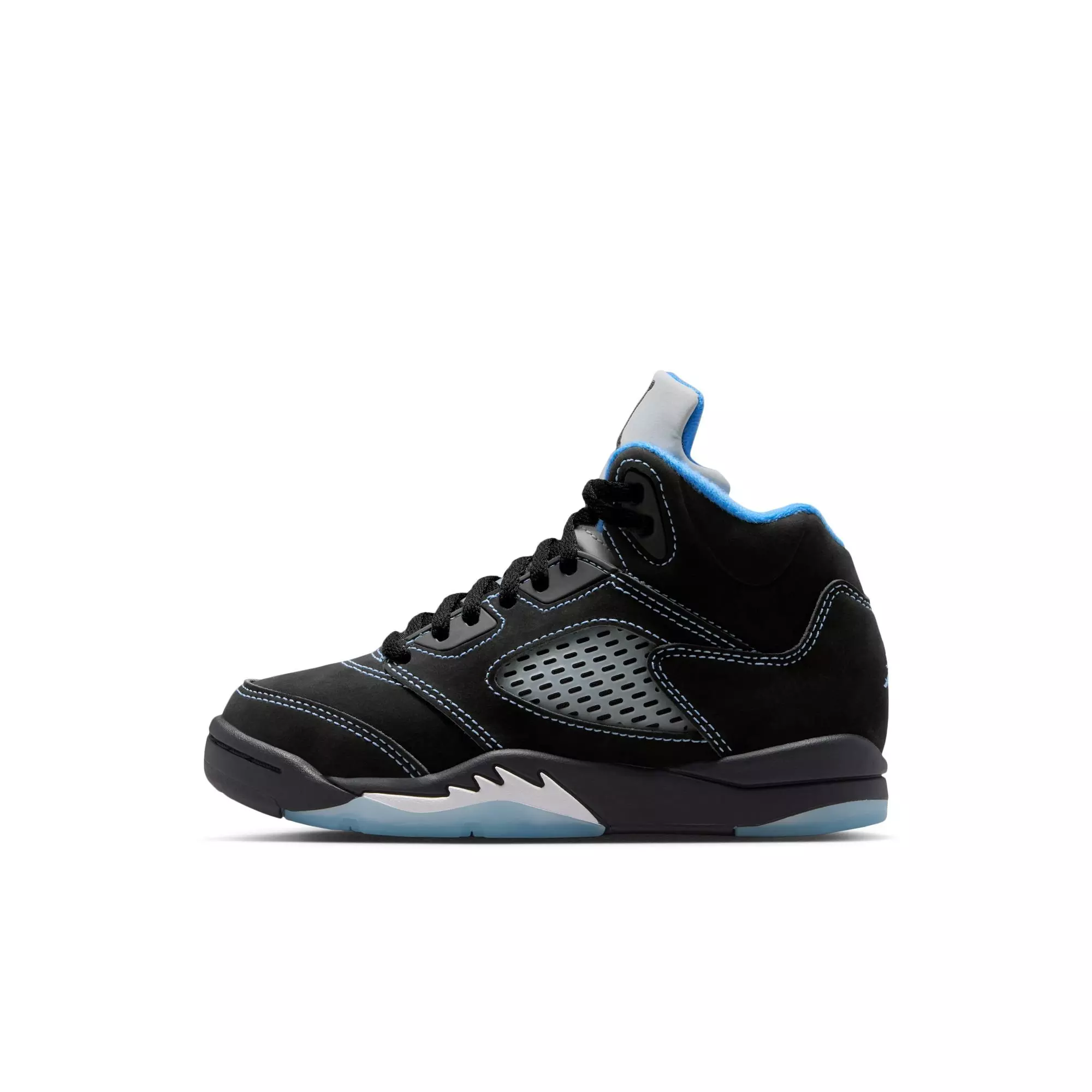 Jordan 5 Retro "Black Carolina" Preschool Kids' Shoe - BLACK/UNIVERSITY BLUE/WHITE