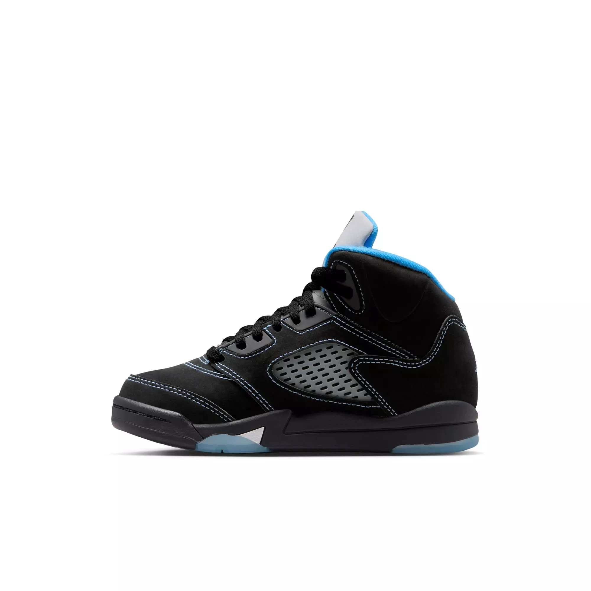 Jordan 5 Retro "Black Carolina" Preschool Kids' Shoe - BLACK/UNIVERSITY BLUE/WHITE