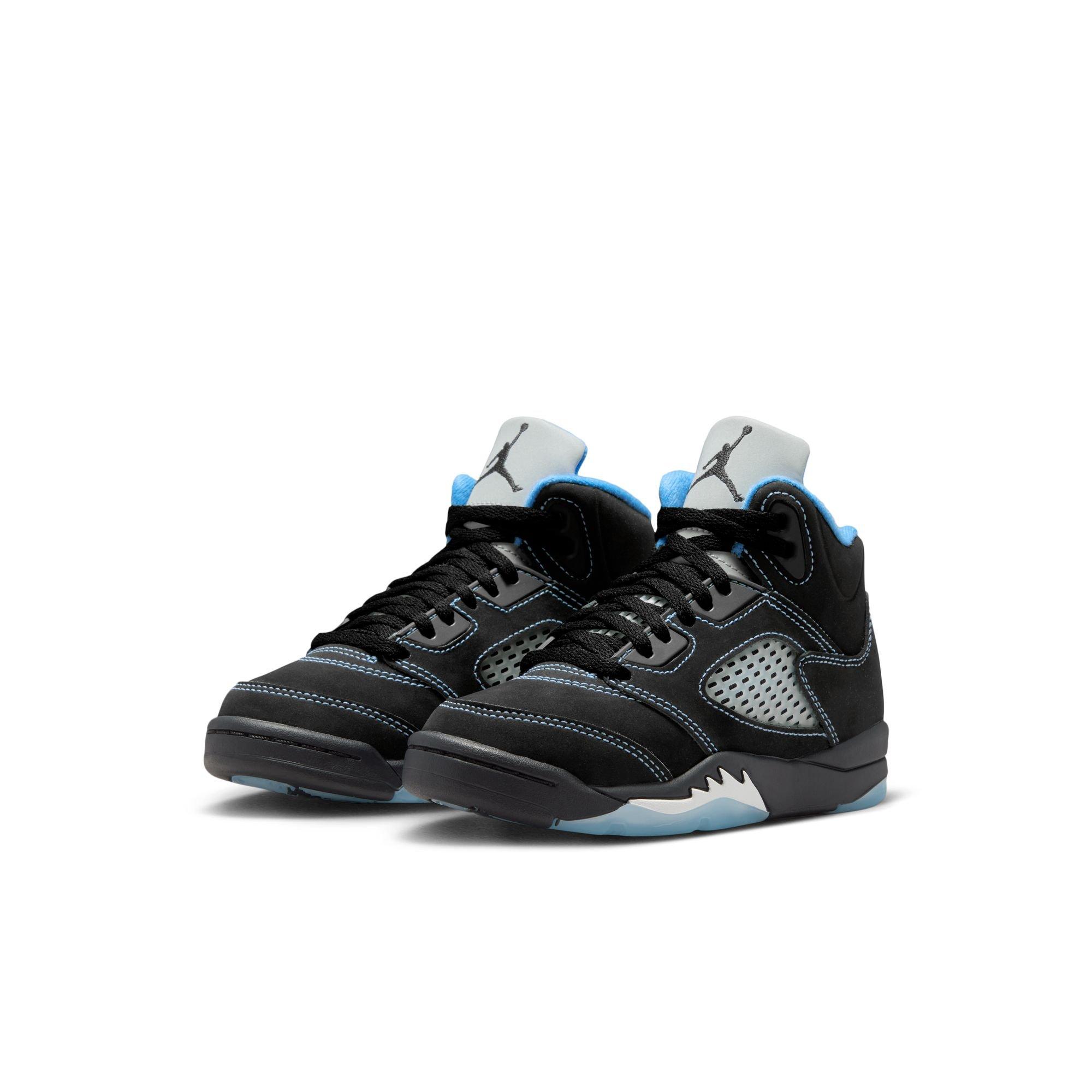Jordan 5 Retro "Black Carolina" Preschool Kids' Shoe - BLACK/UNIVERSITY BLUE/WHITE Thumbnail View 4