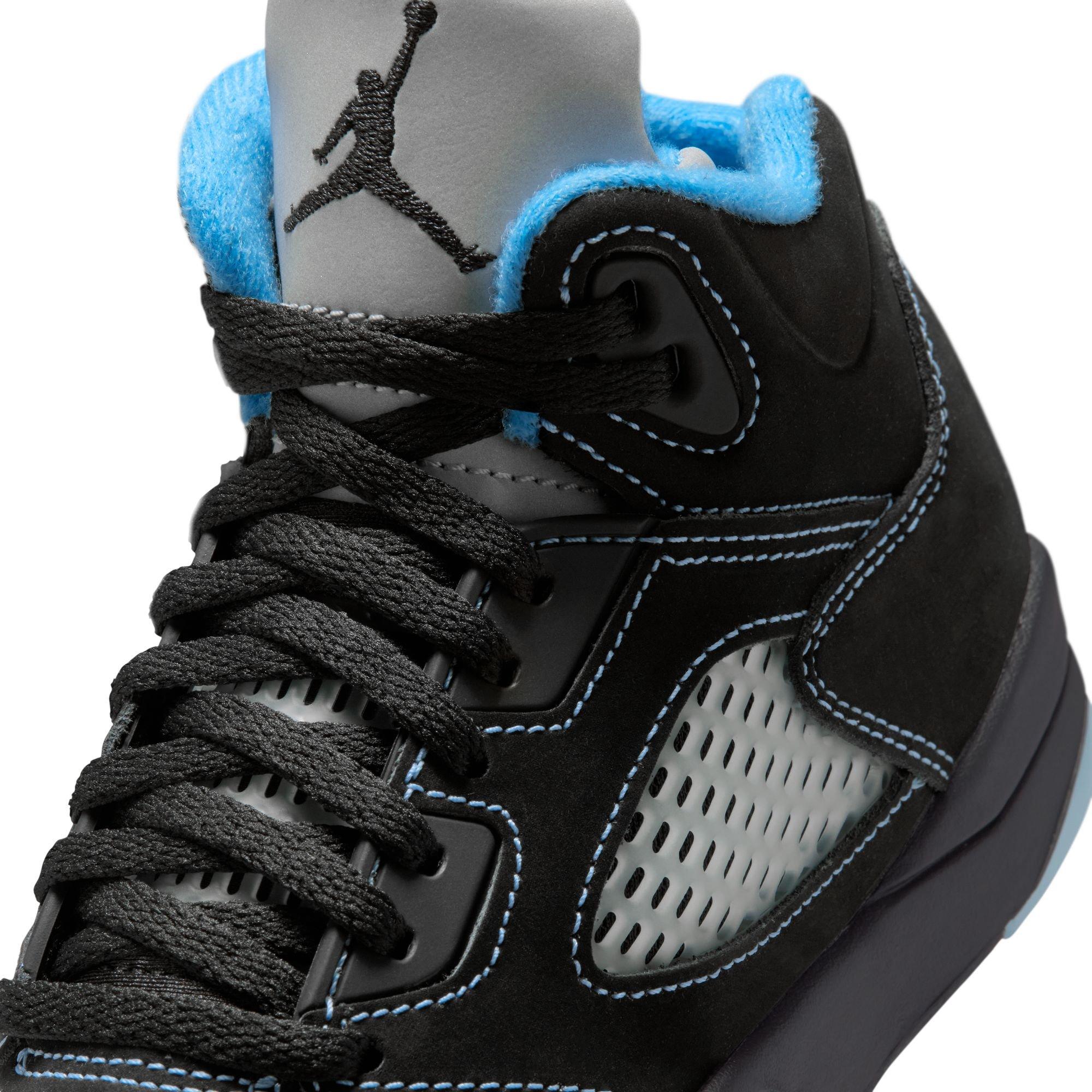Jordan 5 Retro "Black Carolina" Preschool Kids' Shoe - BLACK/UNIVERSITY BLUE/WHITE Thumbnail View 5