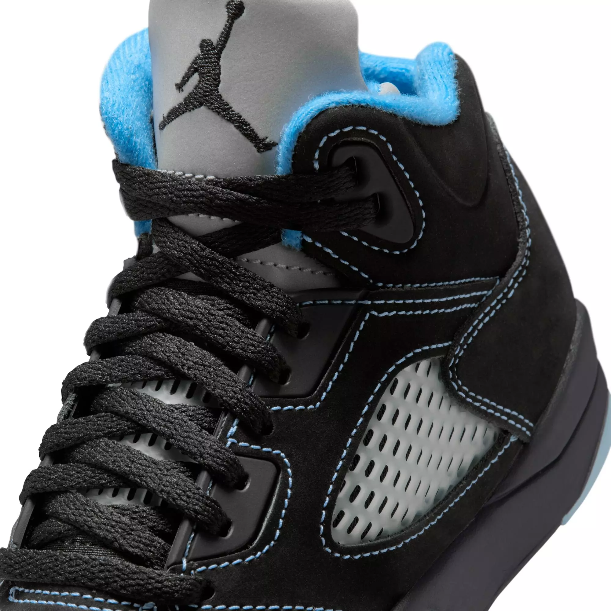 Jordan 5 Retro "Black Carolina" Preschool Kids' Shoe - BLACK/UNIVERSITY BLUE/WHITE