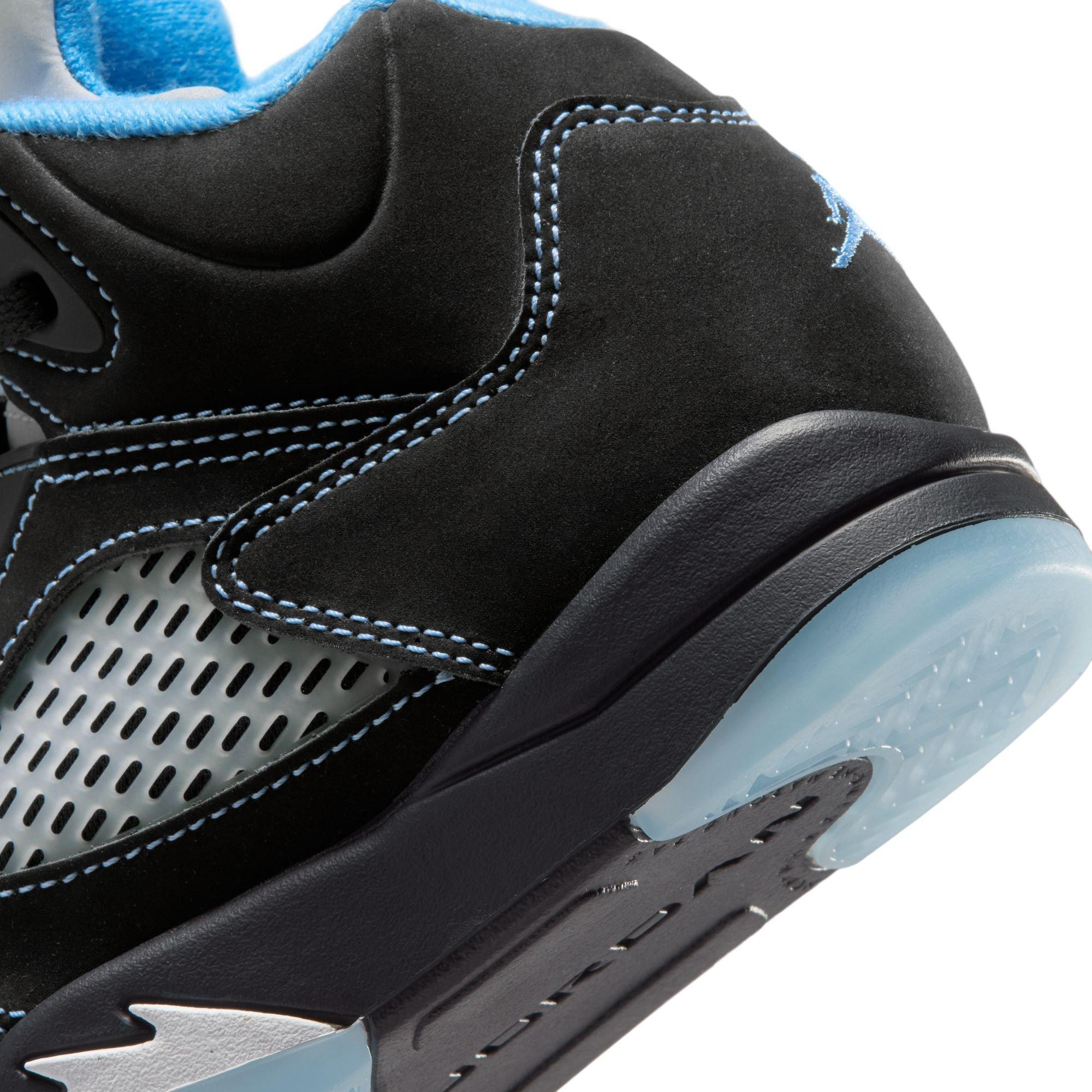 Jordan 5 Retro "Black Carolina" Preschool Kids' Shoe - BLACK/UNIVERSITY BLUE/WHITE Thumbnail View 6
