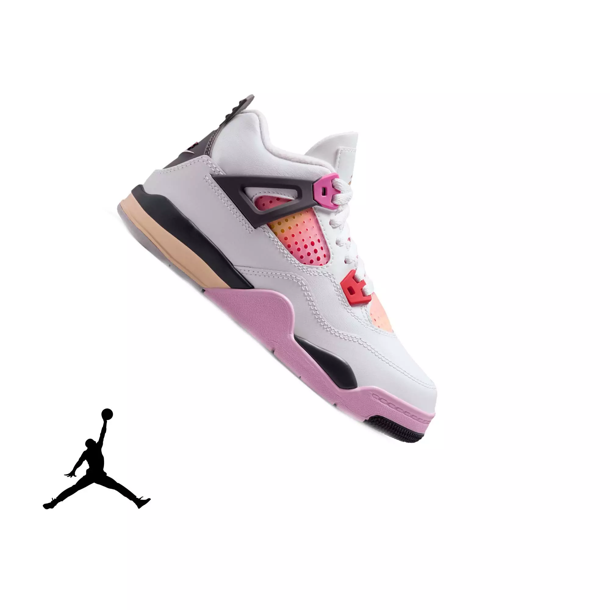 Jordan 4 Retro "Comic" Preschool Kids' Shoe - OFF WHITE/FIRE PINK/ANTHRACITE