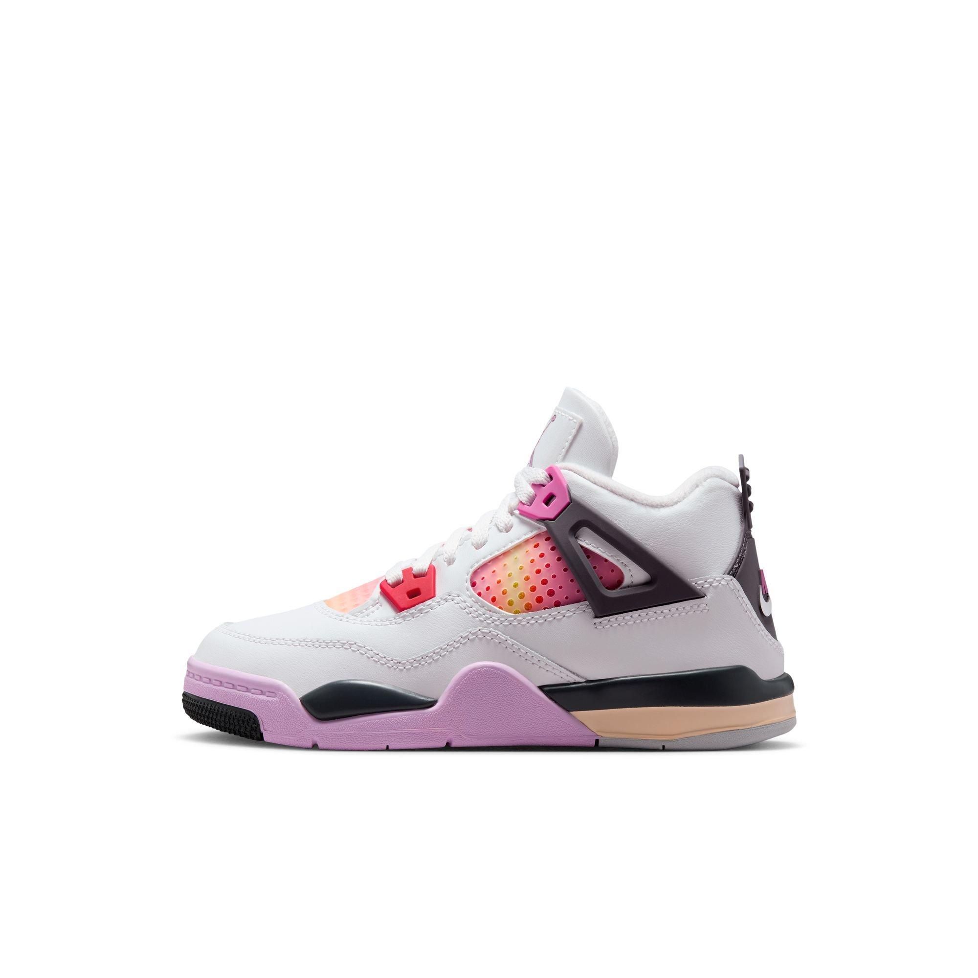 Jordan 4 Retro "Comic" Preschool Kids' Shoe - OFF WHITE/FIRE PINK/ANTHRACITE Thumbnail View 4