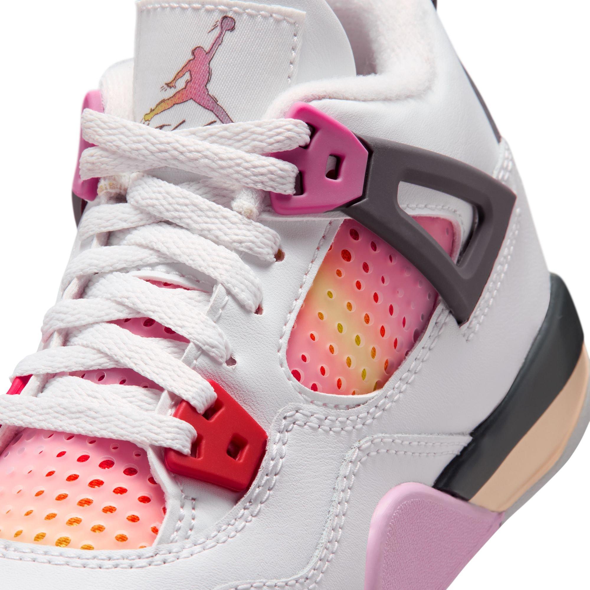 Jordan 4 Retro "Comic" Preschool Kids' Shoe - OFF WHITE/FIRE PINK/ANTHRACITE Thumbnail View 10