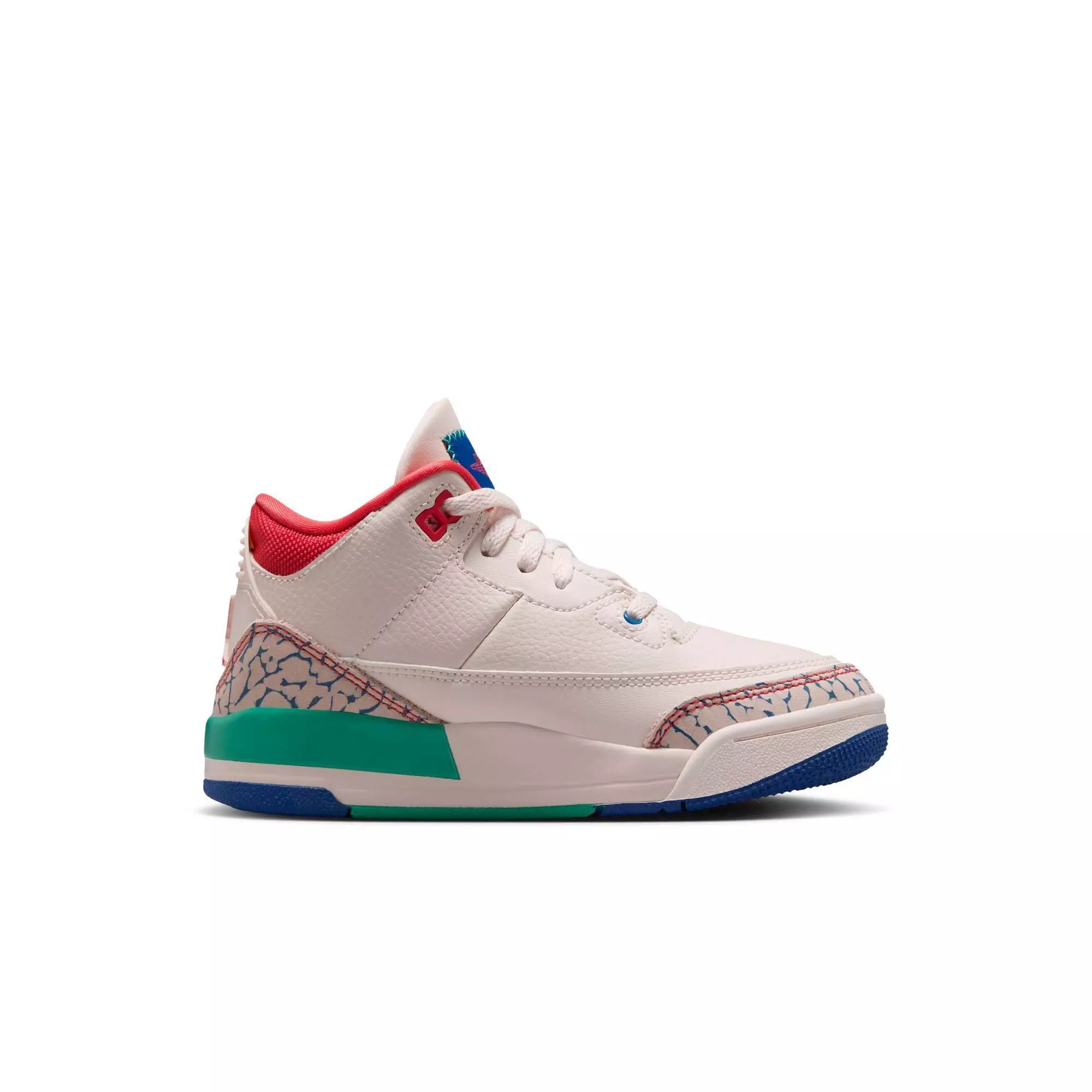Jordan Retro 3 "Chalk and True Blue" Preschool Kids' Shoe - CHALK/TRACK RED-TRUE BLUE-KINETIC GREEN