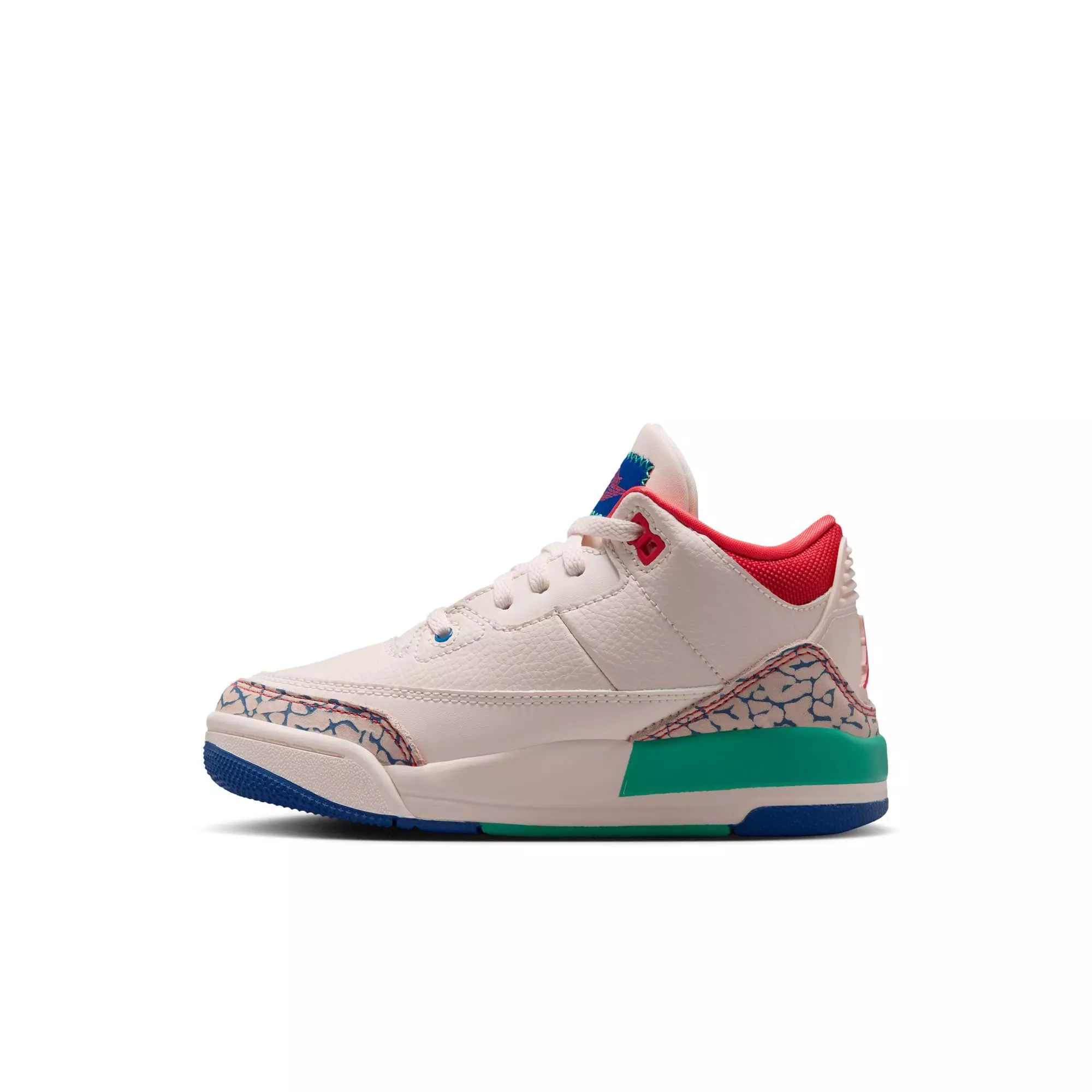 Jordan Retro 3 "Chalk and True Blue" Preschool Kids' Shoe - CHALK/TRACK RED-TRUE BLUE-KINETIC GREEN