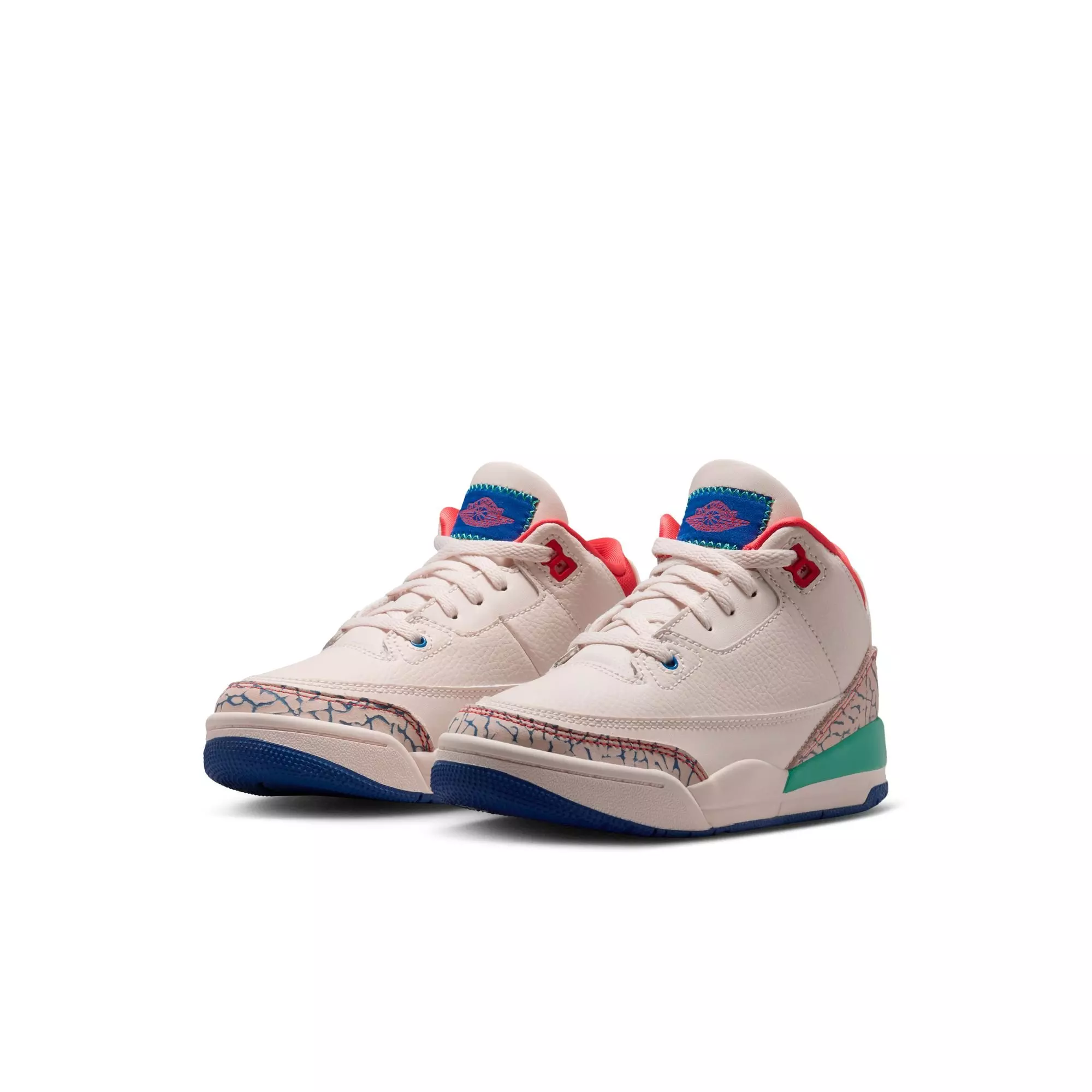 Jordan Retro 3 "Chalk and True Blue" Preschool Kids' Shoe - CHALK/TRACK RED-TRUE BLUE-KINETIC GREEN