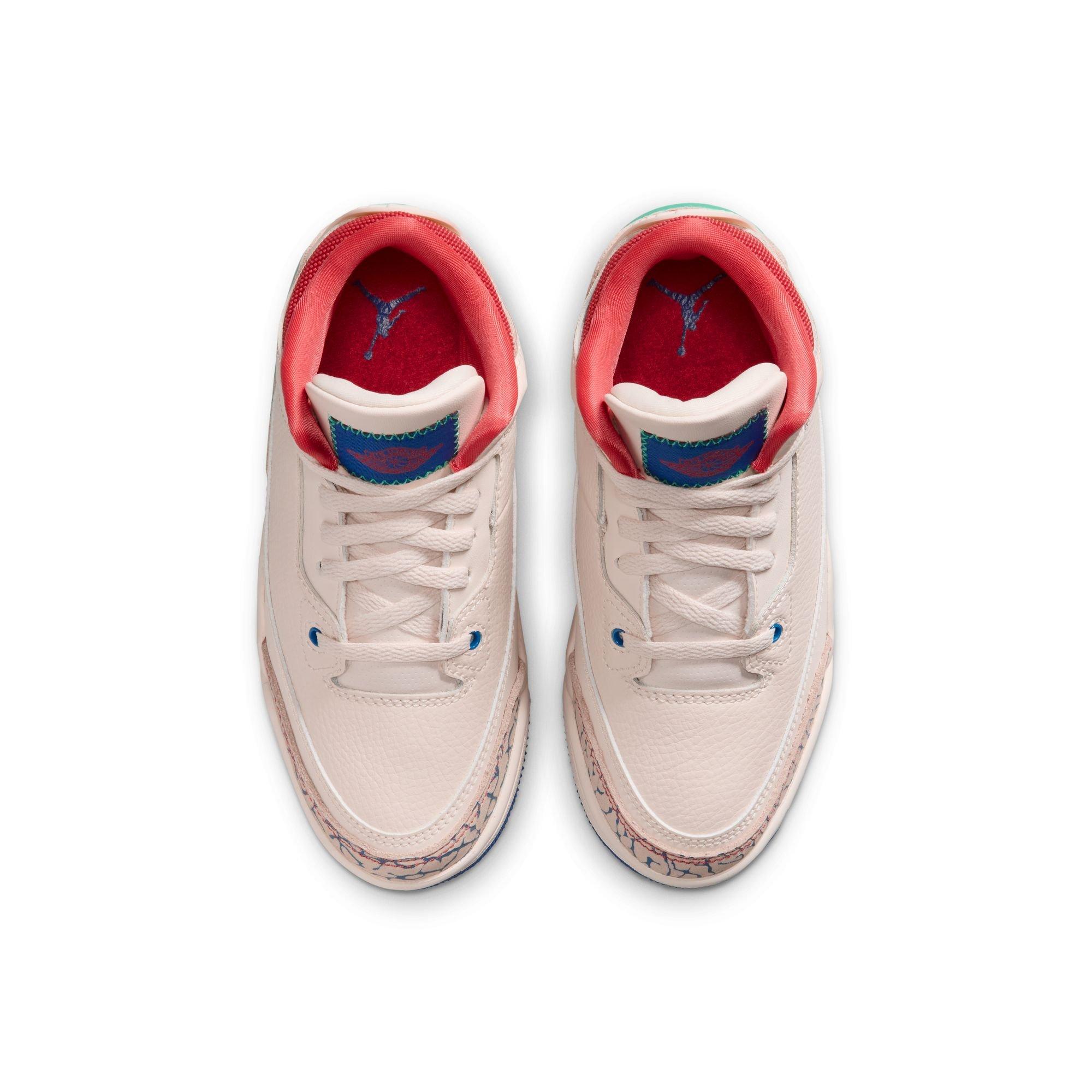 Jordan Retro 3 "Chalk and True Blue" Preschool Kids' Shoe - CHALK/TRACK RED-TRUE BLUE-KINETIC GREEN
