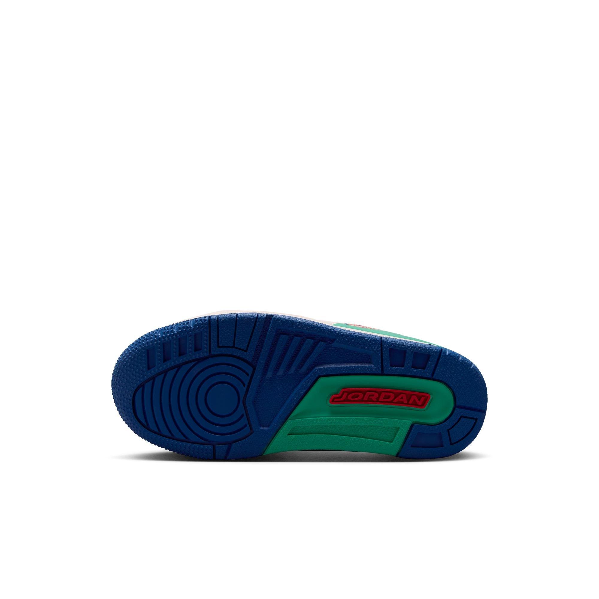 Jordan Retro 3 "Chalk and True Blue" Preschool Kids' Shoe - CHALK/TRACK RED-TRUE BLUE-KINETIC GREEN