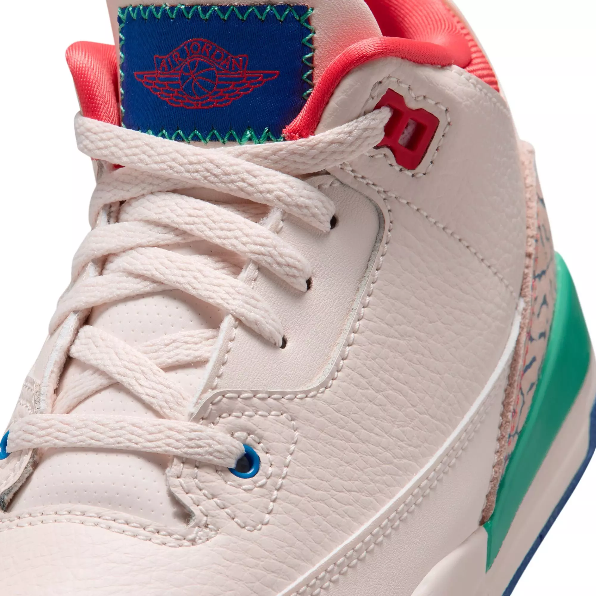 Jordan Retro 3 "Chalk and True Blue" Preschool Kids' Shoe - CHALK/TRACK RED-TRUE BLUE-KINETIC GREEN