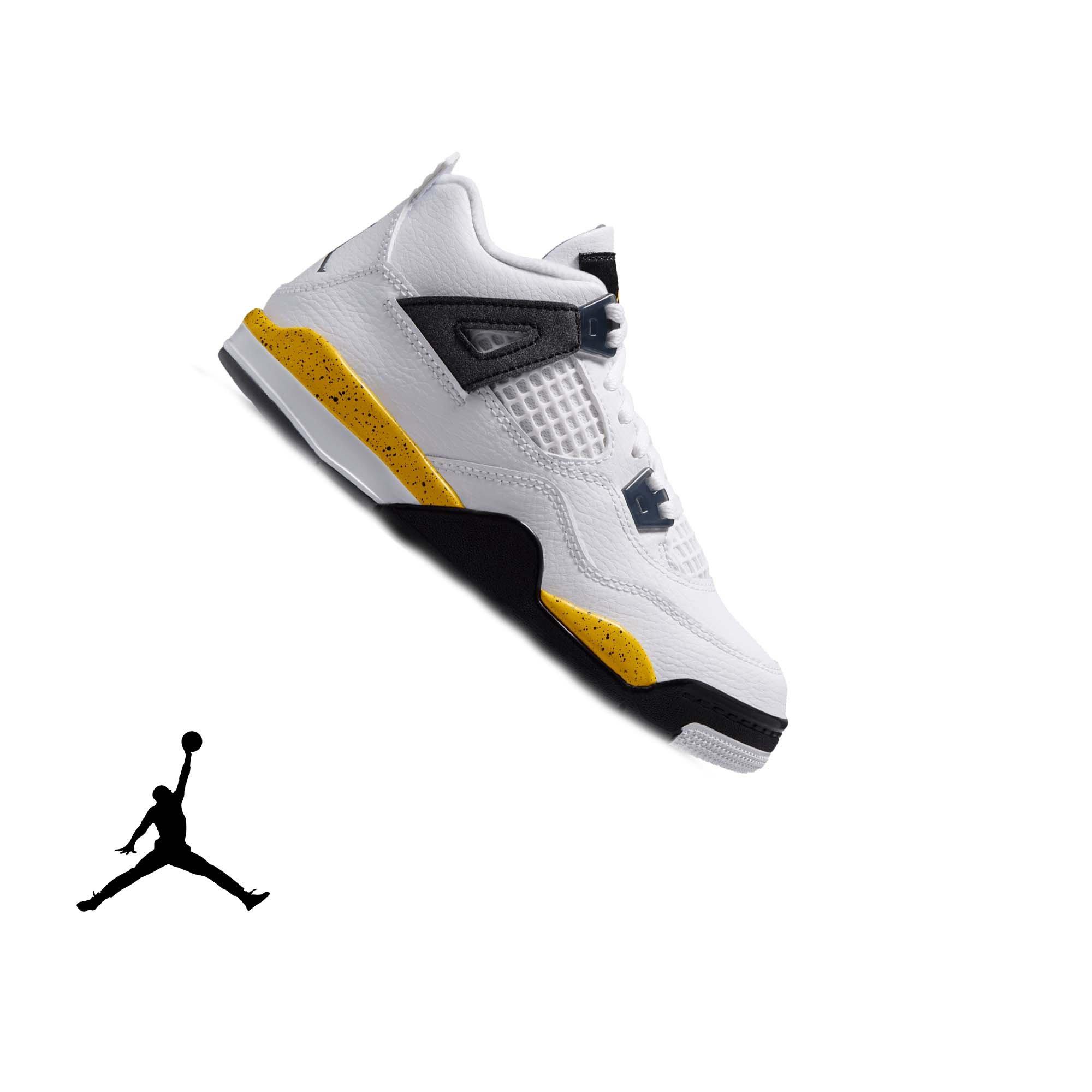 Jordan 4 Retro "Tour Yellow" Preschool Kids' Shoe - WHITE/YELLOW