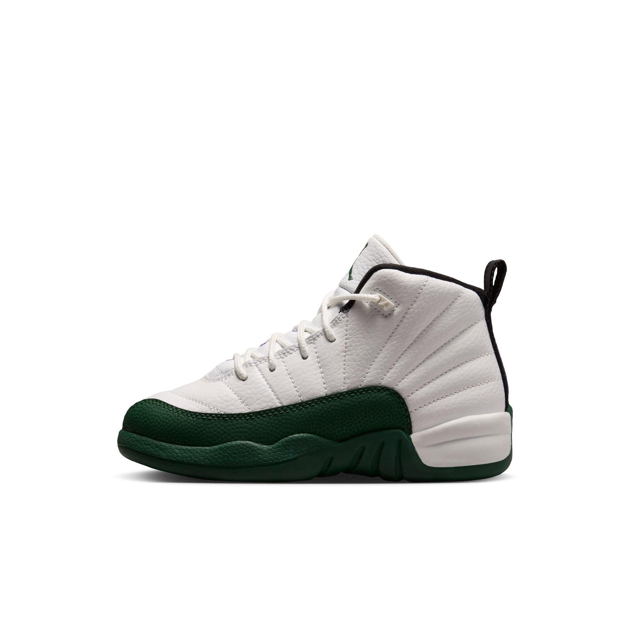 Jordan 12 Retro "Idols Become Rivals" Preschool Kids' Shoe - SUMMIT WHITE/GORGE GREEN/FIERCE PURPLE