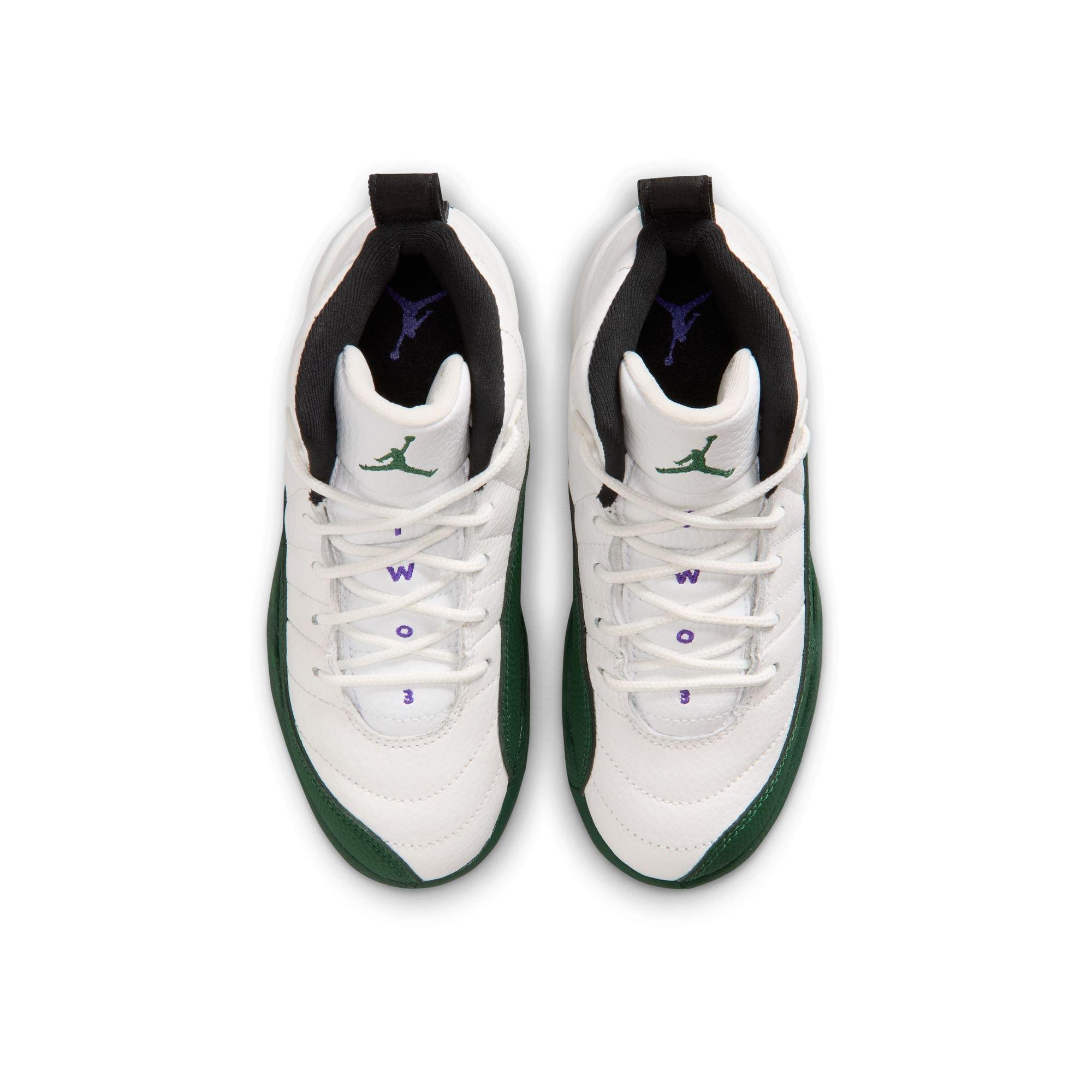 Jordan 12 Retro "Idols Become Rivals" Preschool Kids' Shoe - SUMMIT WHITE/GORGE GREEN/FIERCE PURPLE