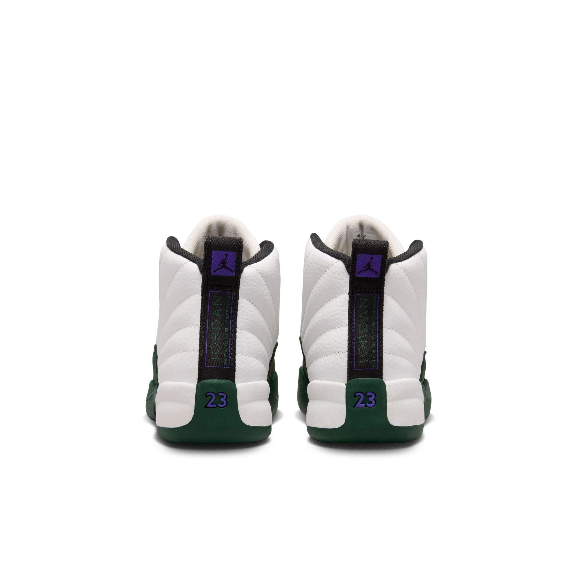 Jordan 12 Retro "Idols Become Rivals" Preschool Kids' Shoe - SUMMIT WHITE/GORGE GREEN/FIERCE PURPLE
