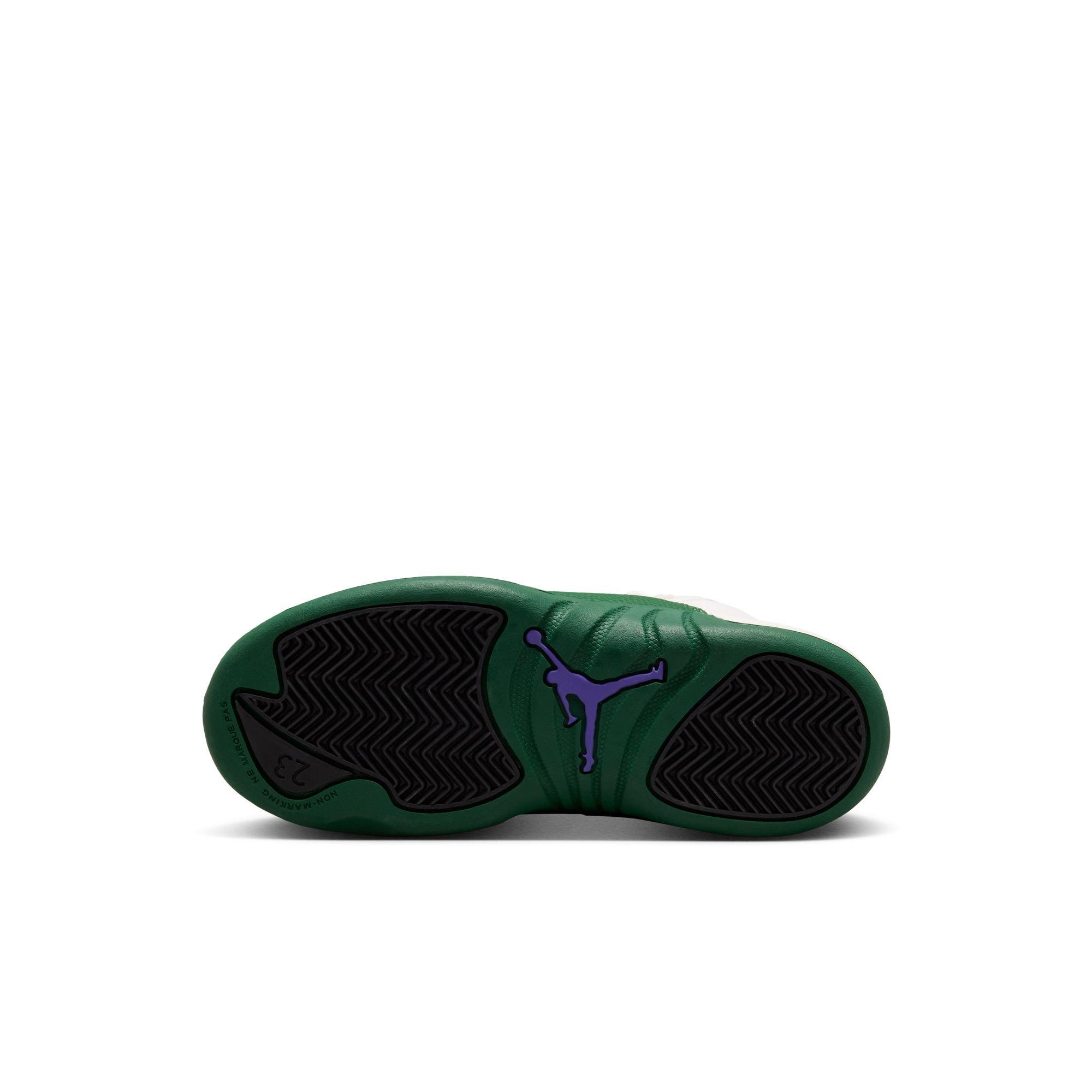 Jordan 12 Retro "Idols Become Rivals" Preschool Kids' Shoe - SUMMIT WHITE/GORGE GREEN/FIERCE PURPLE