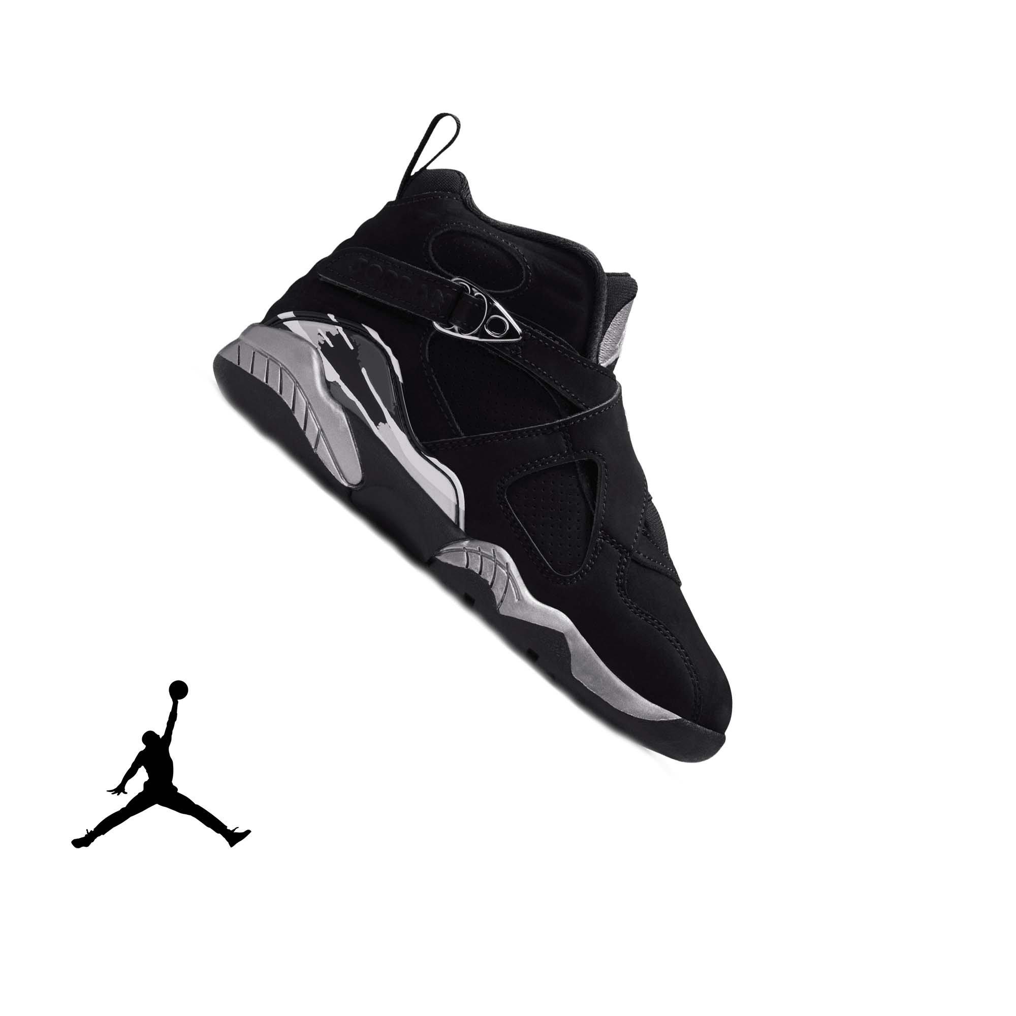 Jordan 8 Retro "Chrome" Preschool Kids' Shoe - BLACK/WHITE/LT GRAPHITE