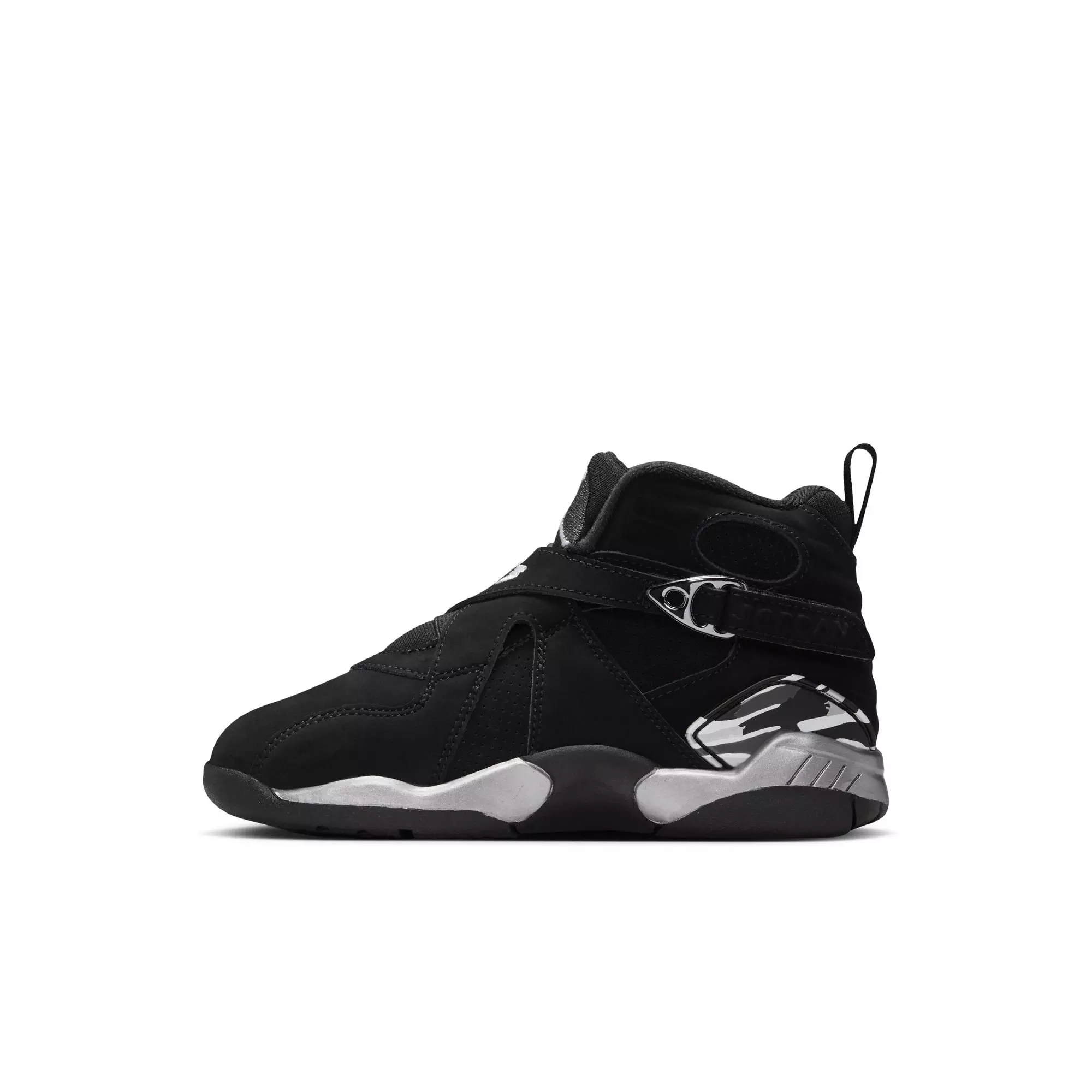 Jordan 8 Retro "Chrome" Preschool Kids' Shoe - BLACK/WHITE/LT GRAPHITE